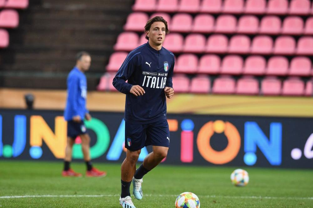 TAMPERE, FINLAND - SEPTEMBER 07:  Luca Pellegrini of Italy in action during a Italy training session at Ratina stadium on September 7, 2019 in Tampere, Finland.  (Photo by Claudio Villa/Getty Images)