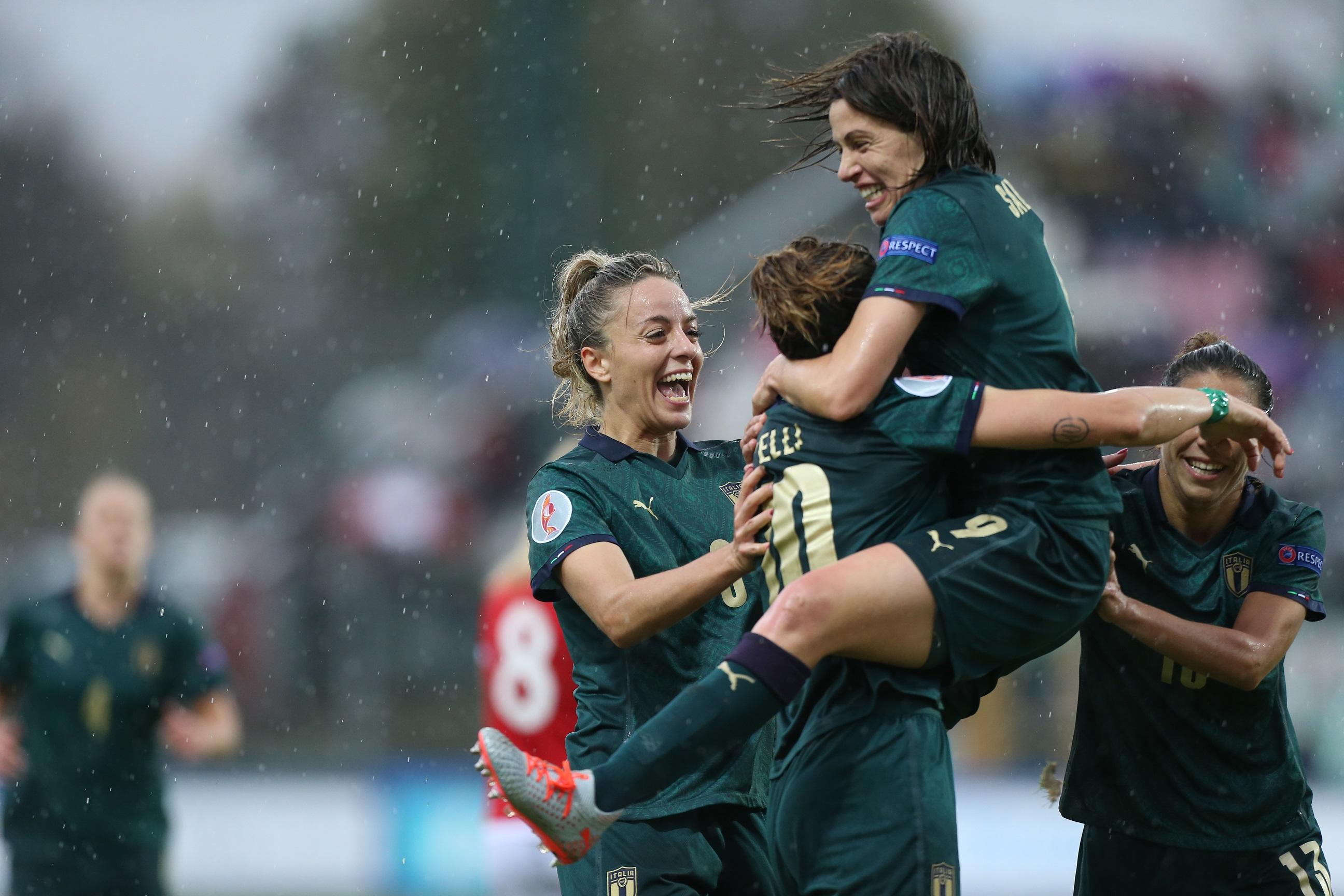 CASTEL DI SANGRO, ITALY - NOVEMBER 12: Daniele Sabatino scores the team's third goal during the UEFA Women's Euro 2021 Qualifier match between Italy Women v Malta Women on November 12, 2019 in Castel di Sangro, Italy. (Photo by Paolo Bruno/Getty Images)