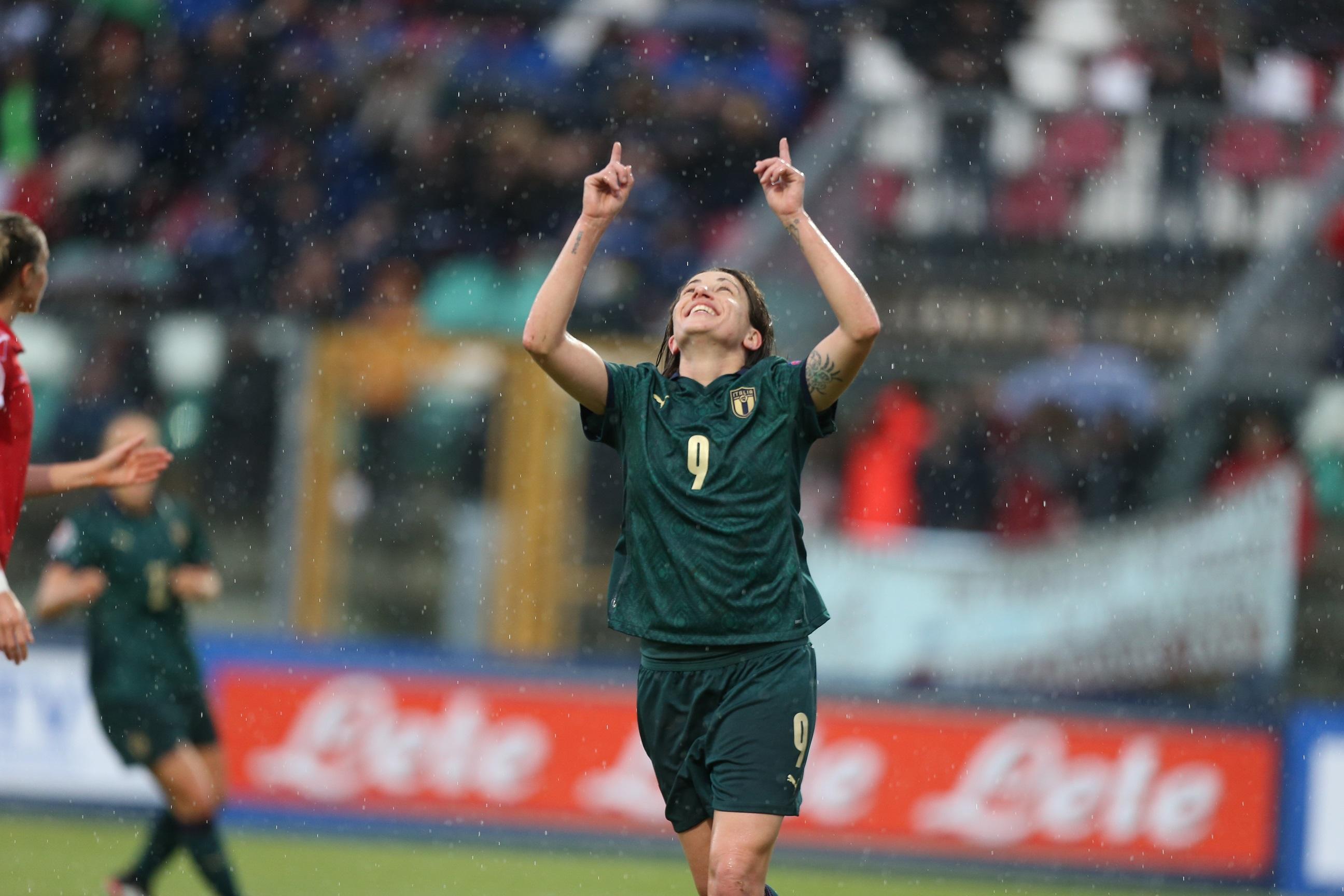 CASTEL DI SANGRO, ITALY - NOVEMBER 12: Daniele Sabatino scores the team's third goal during the UEFA Women's Euro 2021 Qualifier match between Italy Women v Malta Women on November 12, 2019 in Castel di Sangro, Italy. (Photo by Paolo Bruno/Getty Images)