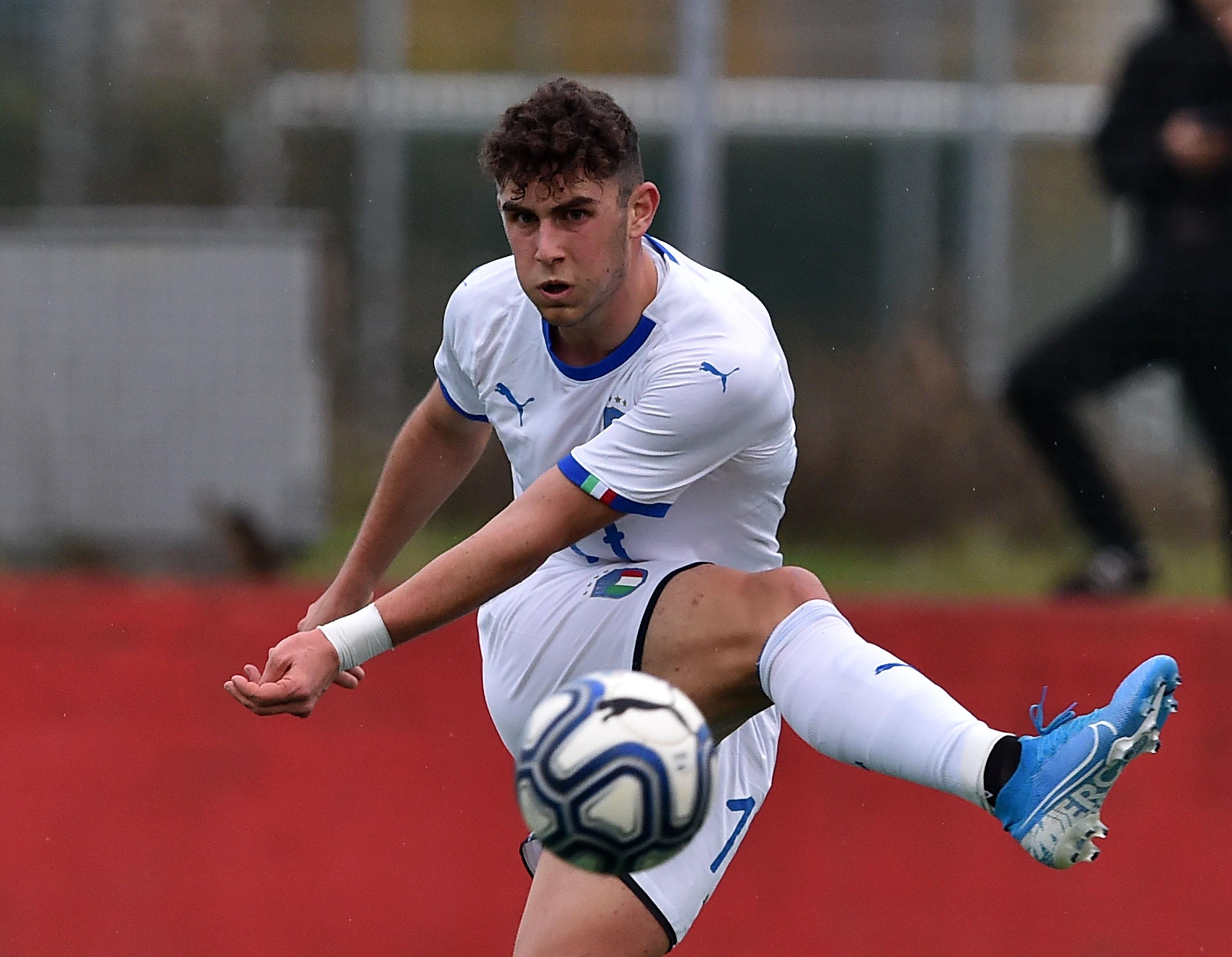 CATTOLICA, ITALY - NOVEMBER 19: Roberto Piccoli of Italy U19 in action during the UEFA European Under-19 Championship qualifying round match between Italy and Slovakia on November 16, 2019 in Cattolica, Italy. (Photo by Giuseppe Bellini/Getty Images)