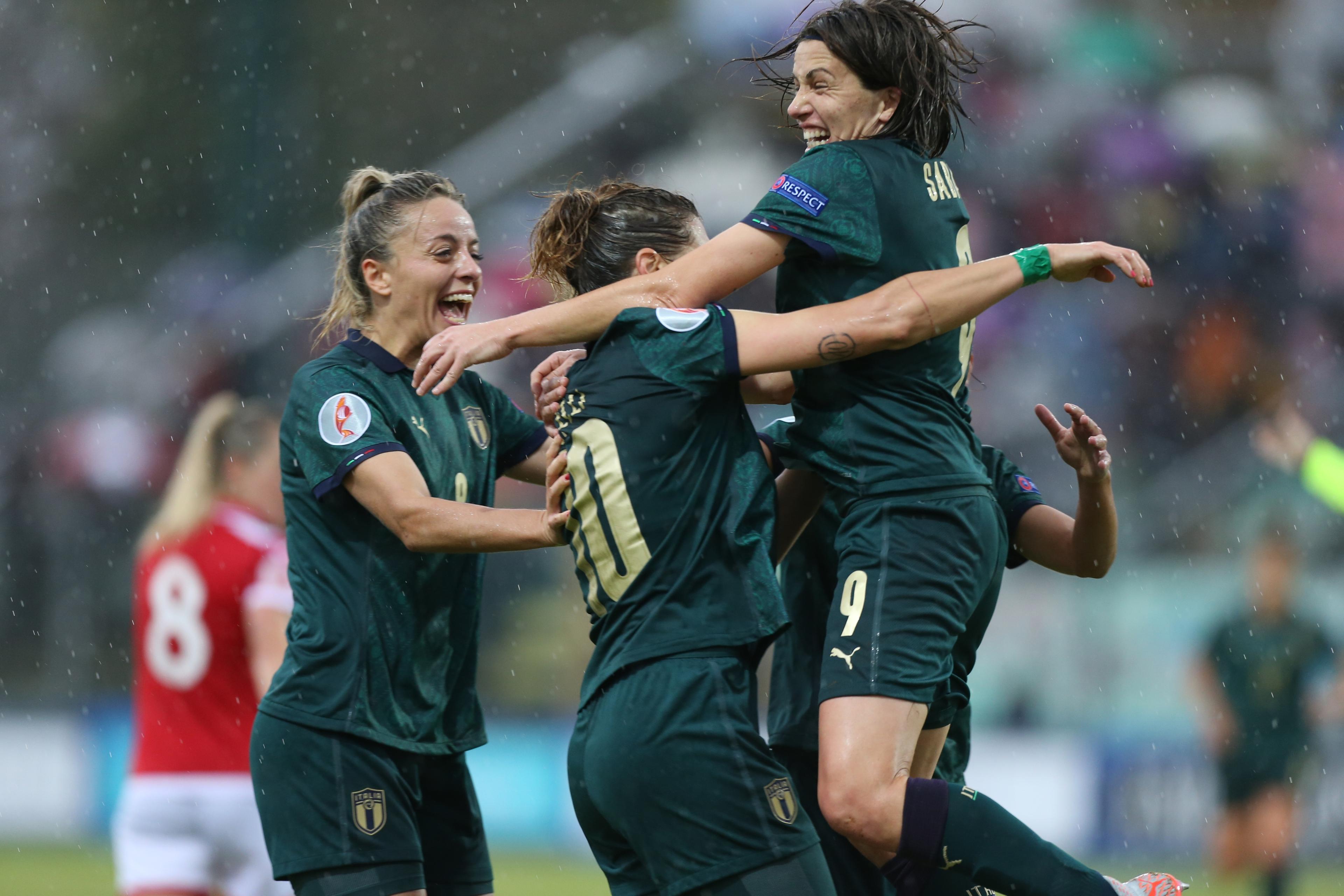 CASTEL DI SANGRO, ITALY - NOVEMBER 12:  Daniele Sabatino scores the team\\'s third goal during the UEFA Women\\'s Euro 2021 Qualifier match between Italy Women v Malta Women on November 12, 2019 in Castel di Sangro, Italy.  (Photo by Paolo Bruno/Getty Images)