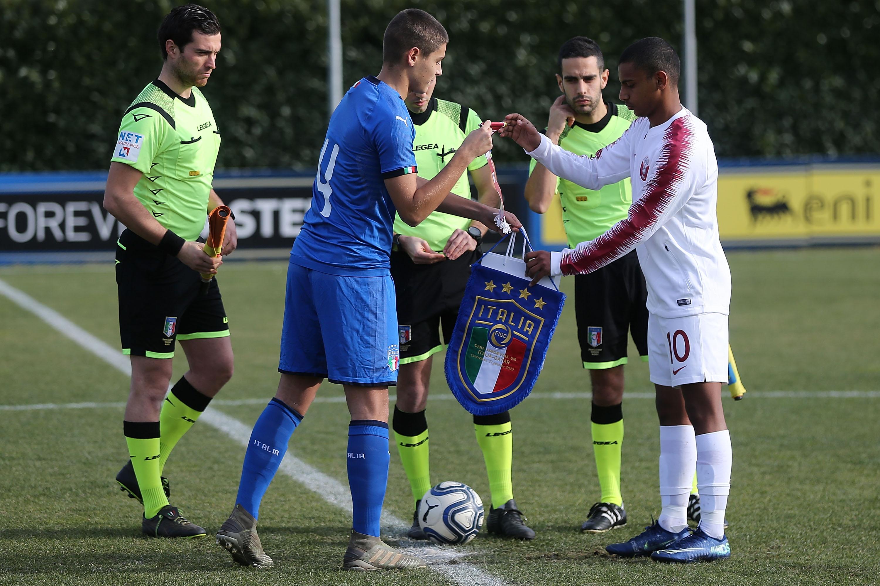 during the U16 International Friendly match bewtween Italy and Qatar at Centro Tecnico Federale di Coverciano on January 21, 2020 in Florence, Italy.