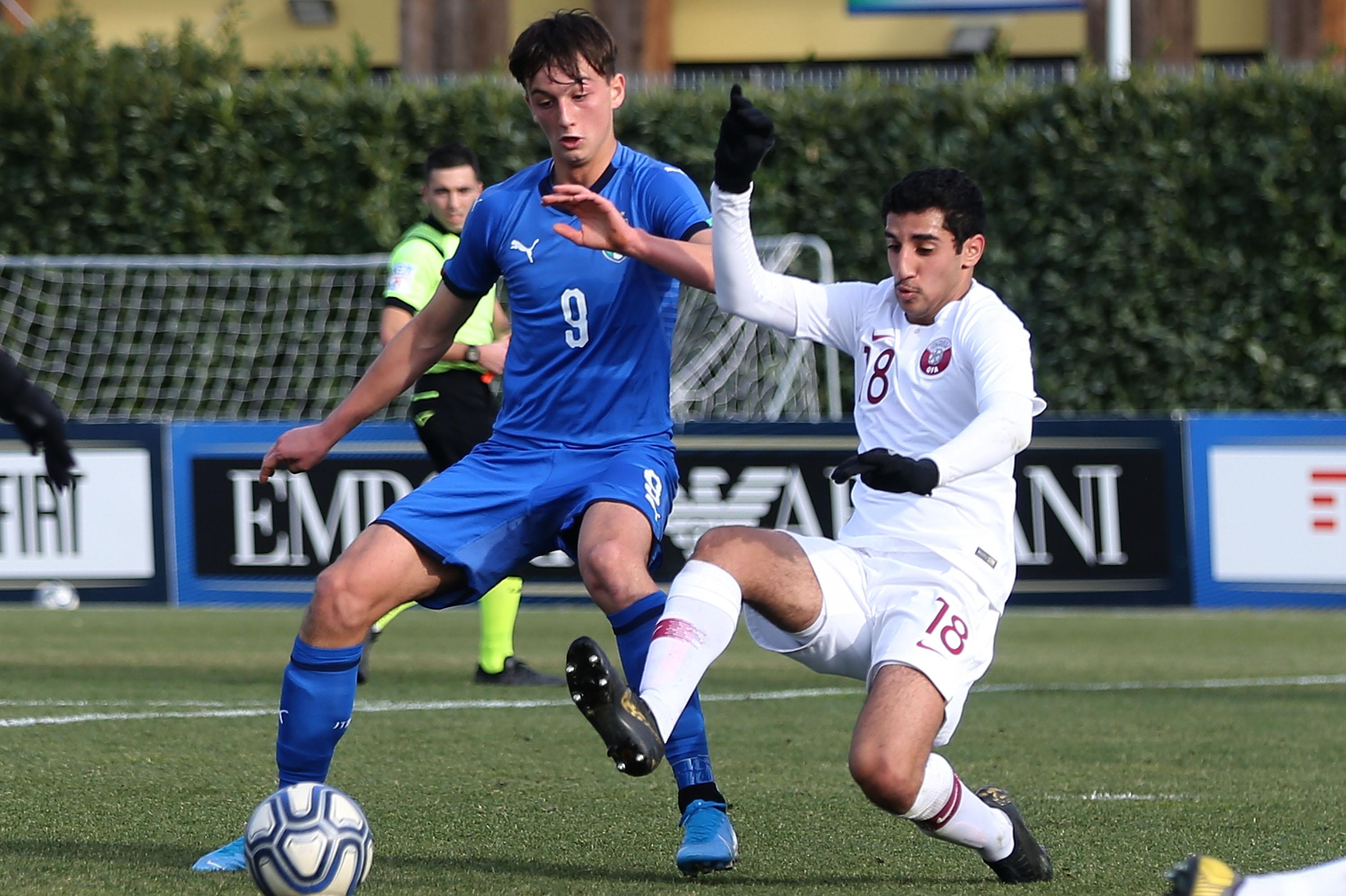 during the U16 International Friendly match bewtween Italy and Qatar at Centro Tecnico Federale di Coverciano on January 21, 2020 in Florence, Italy.