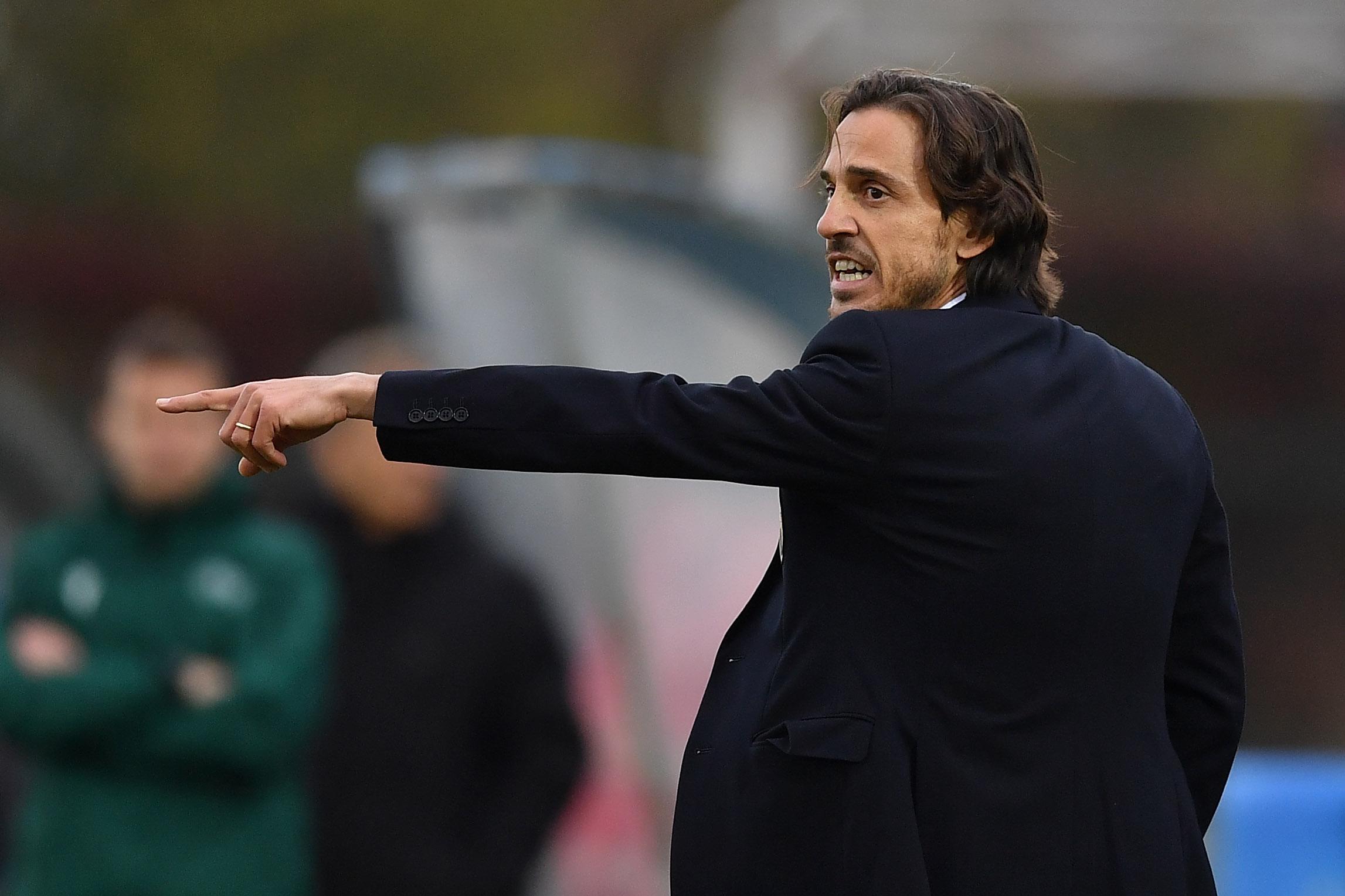 BIELLA, ITALY - NOVEMBER 18:  Italy U20 head coach Daniele Franceschini issues instructions during the 8 Nations Tournament match between Italy U20 and Switzerland U20 at Stadio Vittorio Pozzo on November 18, 2019 in Biella, Italy.  (Photo by Valerio Pennicino/Getty Images)