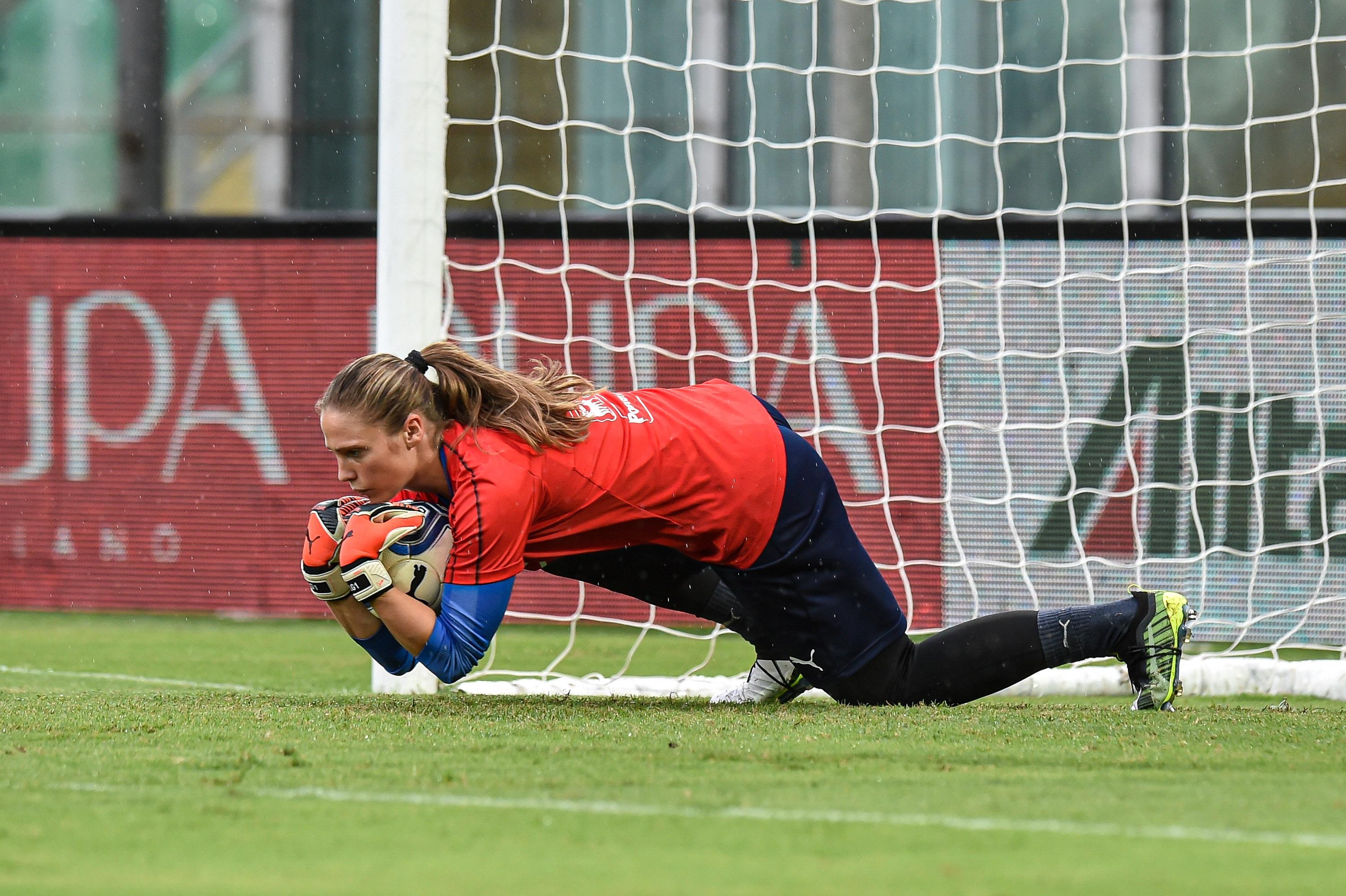 PALERMO, ITALY - OCTOBER 08: Laura Giuliani of Italy Women attends a training session prior to UEFA Women's Euro 2021 Qualifying round - Group B match between Italy and Bosnia and Herzegovina at stadio Renzo Barbera on October 08, 2019 in Palermo, Italy. (Photo by Tullio M. Puglia/Getty Images)