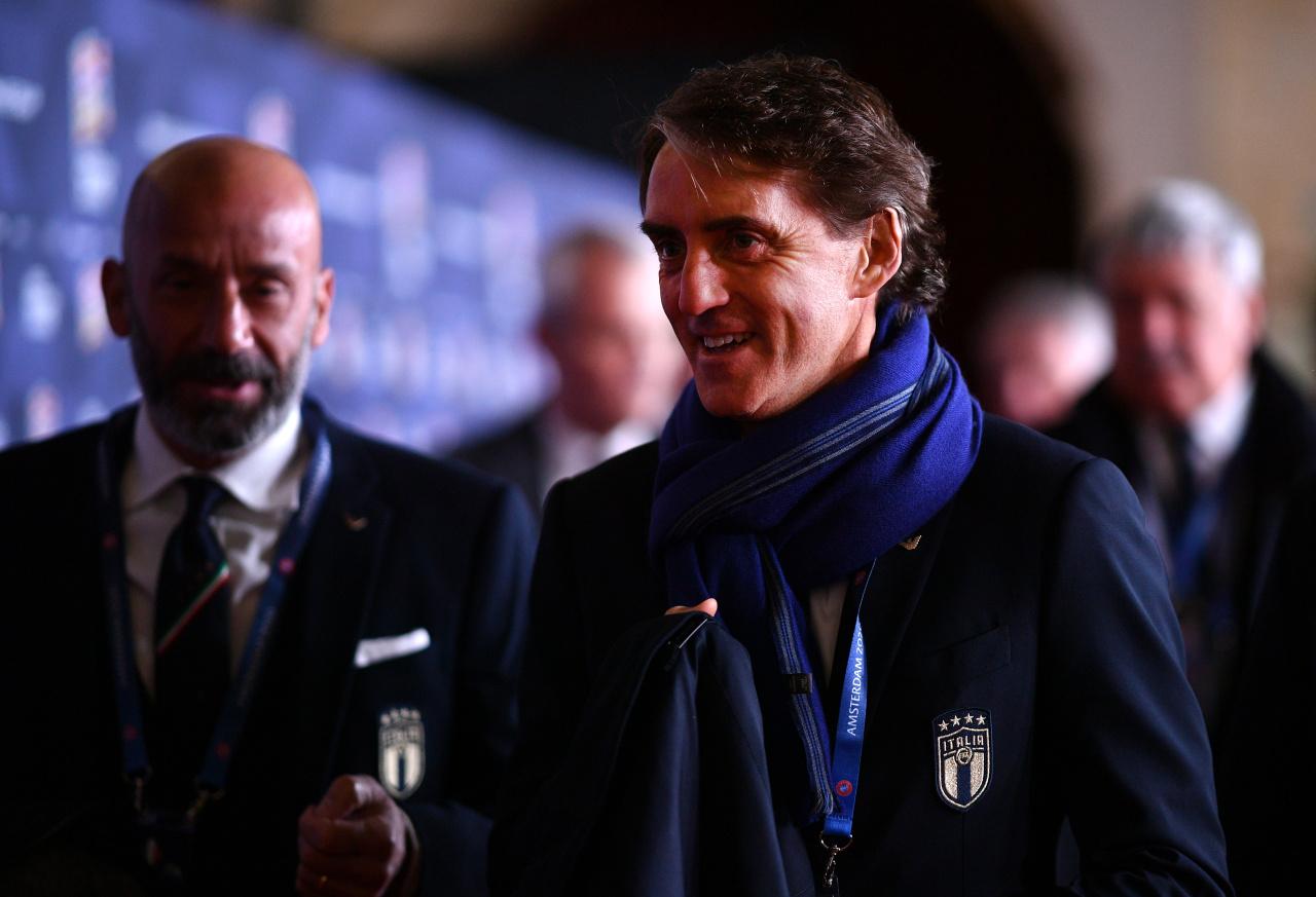 AMSTERDAM, NETHERLANDS - MARCH 03: Roberto Mancini, Manager of Italy arrives prior to the UEFA Nations League Draw at Beur van Berlage on March 03, 2020 in Amsterdam, Netherlands. (Photo by Lukas Schulze - UEFA/UEFA via Getty Images)