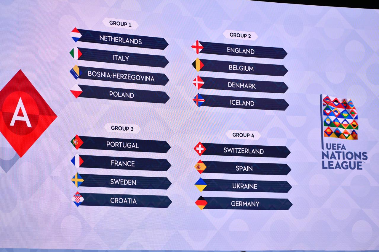 AMSTERDAM, NETHERLANDS - MARCH 03: The 2020/21 UEFA Nations League League Phase Draw at Beur van Berlage Conference Center on March 3, 2020 in Amsterdam, Netherlands. (Photo by Harold Cunningham - UEFA/UEFA via Getty Images)