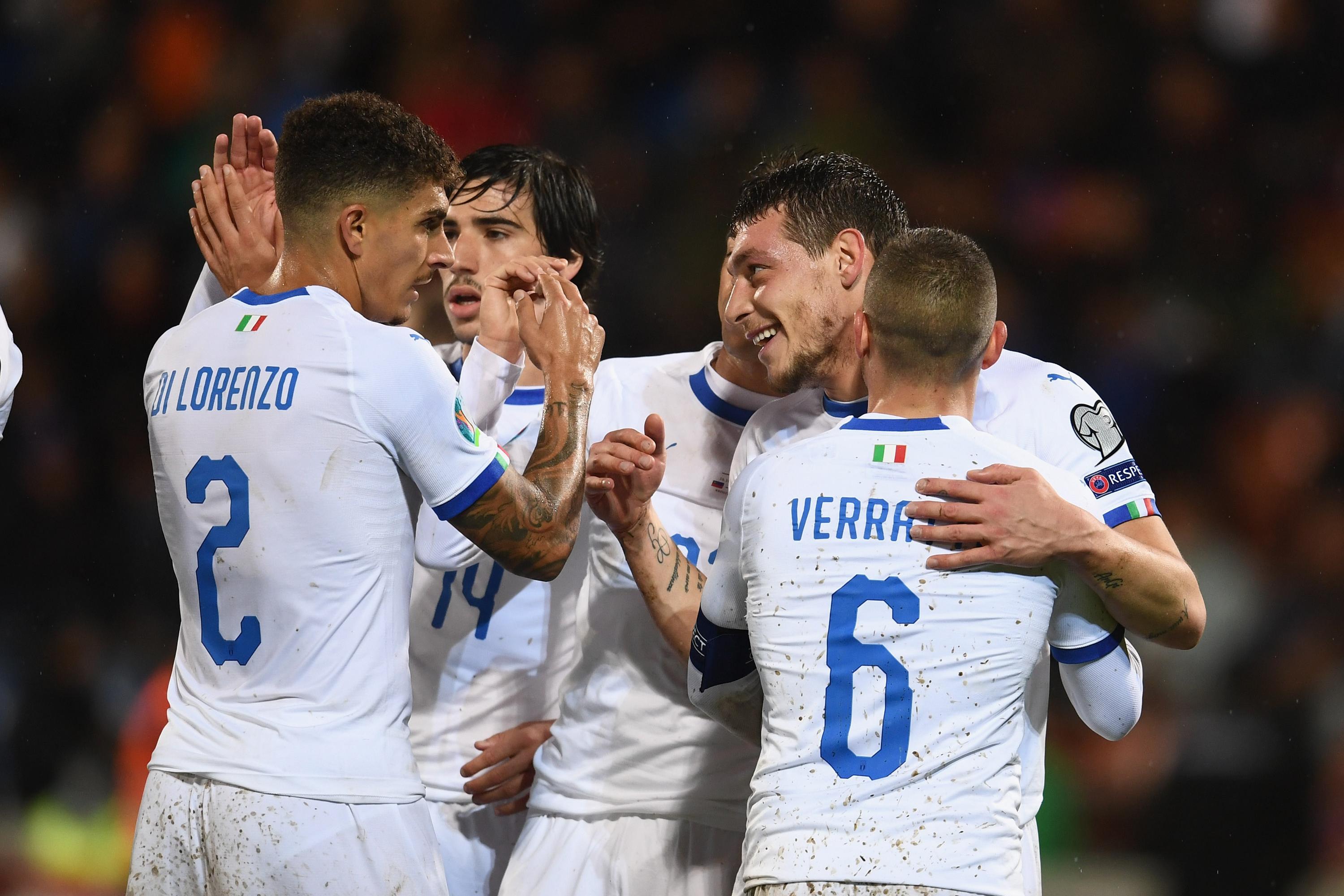 VADUZ, LIECHTENSTEIN - OCTOBER 15:  Andrea Belotti of Italy celebrates after scoring the fifth goal during the UEFA Euro 2020 qualifier between Liechtenstein and Italy on October 15, 2019 in Vaduz, Liechtenstein.  (Photo by Claudio Villa/Getty Images)