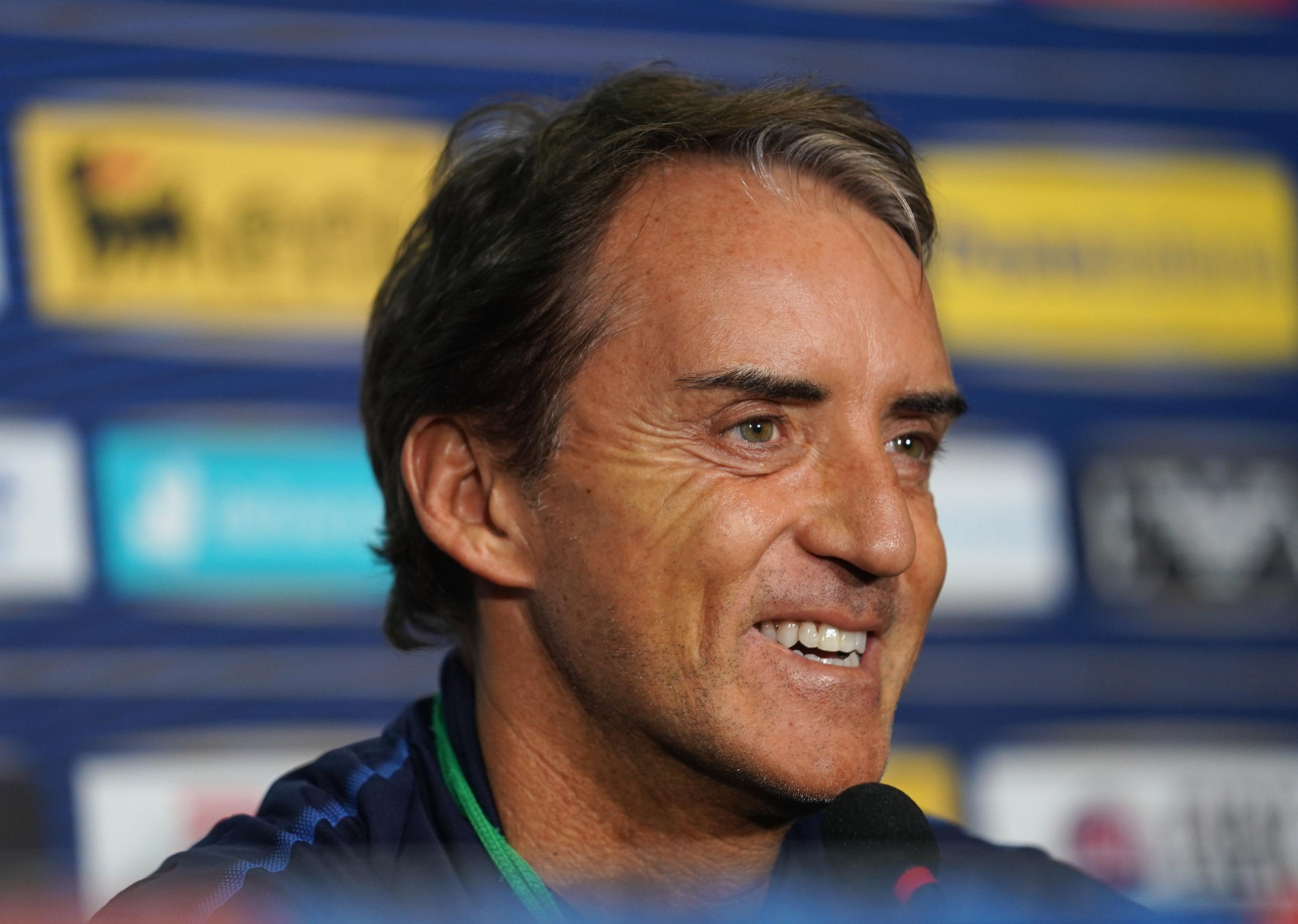 PALERMO, ITALY - NOVEMBER 17: Head coach Italy Roberto Mancini speaks with the media during Italy press conference on November 17, 2019 in Palermo, Italy. (Photo by Claudio Villa/Getty Images)