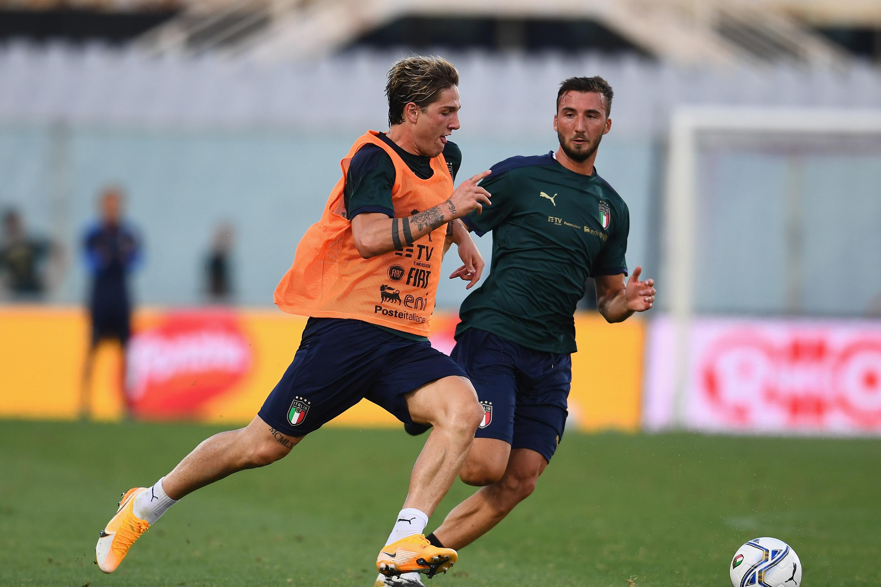 FLORENCE, ITALY - SEPTEMBER 01:  Nicolo Zaniolo of Italy in action during a training session  at Centro Tecnico Federale di Coverciano on September 1, 2020 in Florence, Italy.  (Photo by Claudio Villa/Getty Images) *** Local Caption *** Nicolo Zaniolo