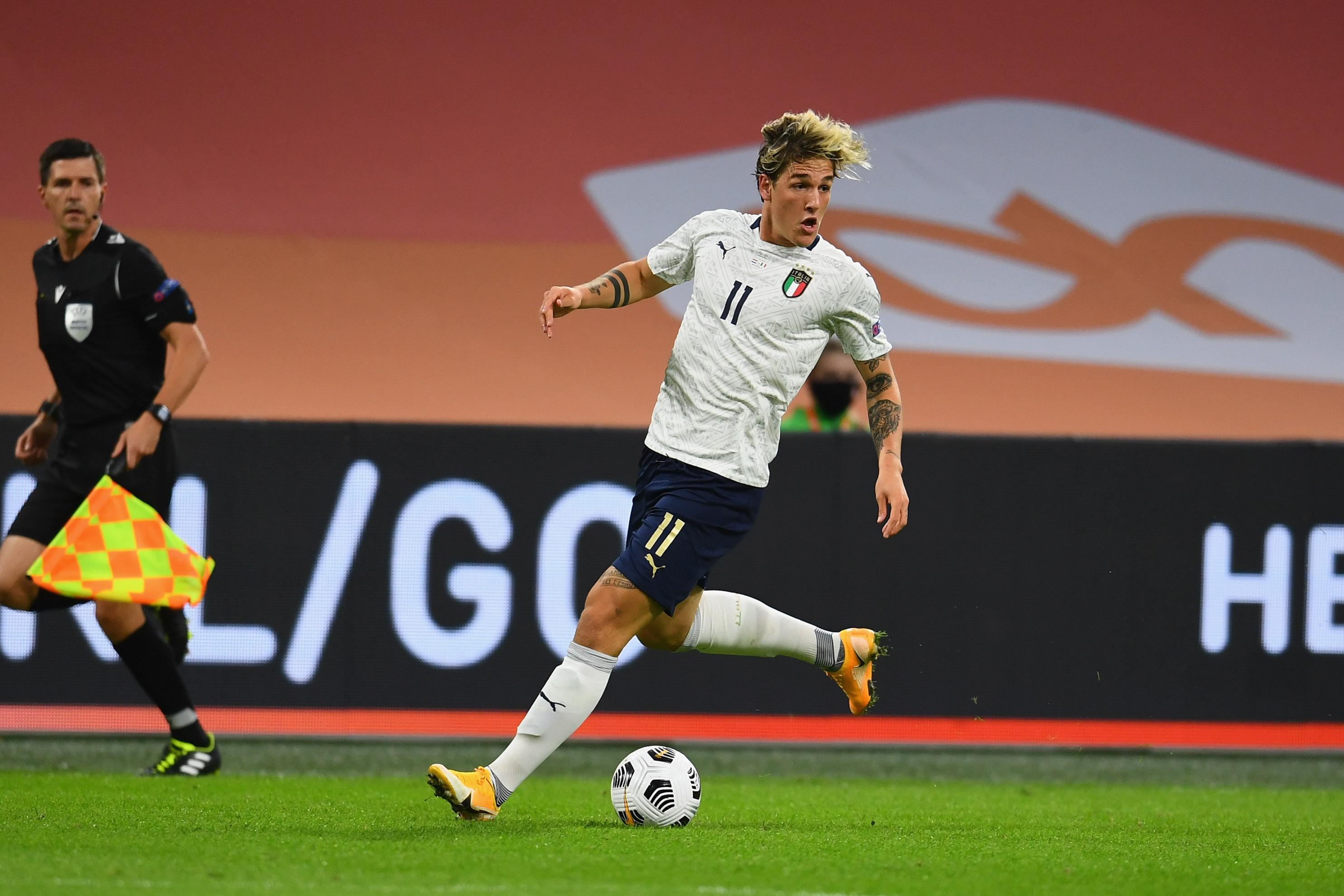AMSTERDAM, NETHERLANDS - SEPTEMBER 07:  Nicolo Zaniolo of Italy in action during the UEFA Nations League group stage match between Netherlands and Italy at Johan Cruijff Arena on September 7, 2020 in Amsterdam, Netherlands.  (Photo by Claudio Villa/Getty Images) *** Local Caption *** Nicolo Zaniolo