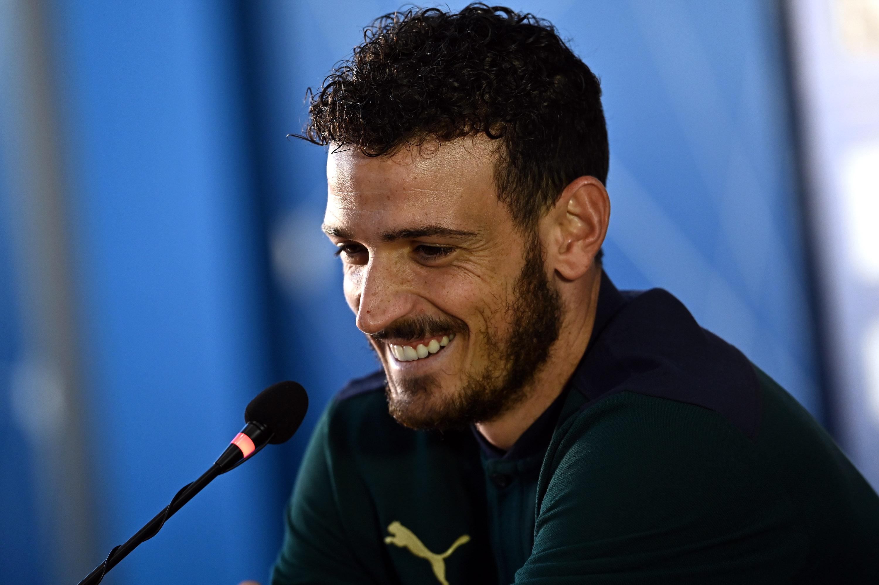 FLORENCE, ITALY - OCTOBER 05: Alessandro Florenzi of Italy speaks with the media during press conference at Centro Tecnico Federale di Coverciano on October 5, 2020 in Florence, Italy. (Photo by Claudio Villa/Getty Images) *** Local Caption *** Alessandro Florenzi