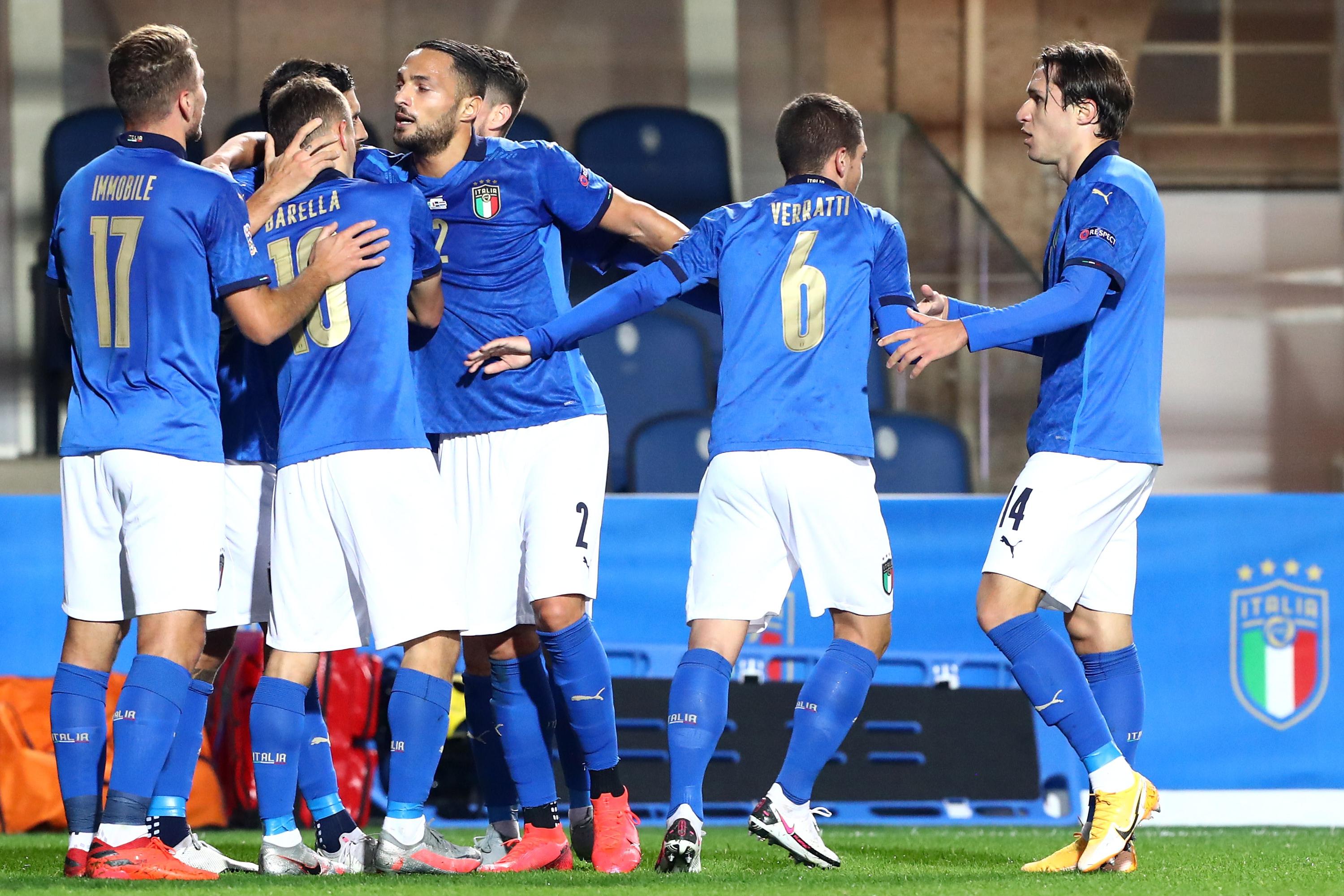 <<enter caption here>> during the UEFA Nations League group stage match between Italy and Netherlands at Stadio Atleti Azzurri d\\'Italia on October 14, 2020 in Bergamo, Italy.