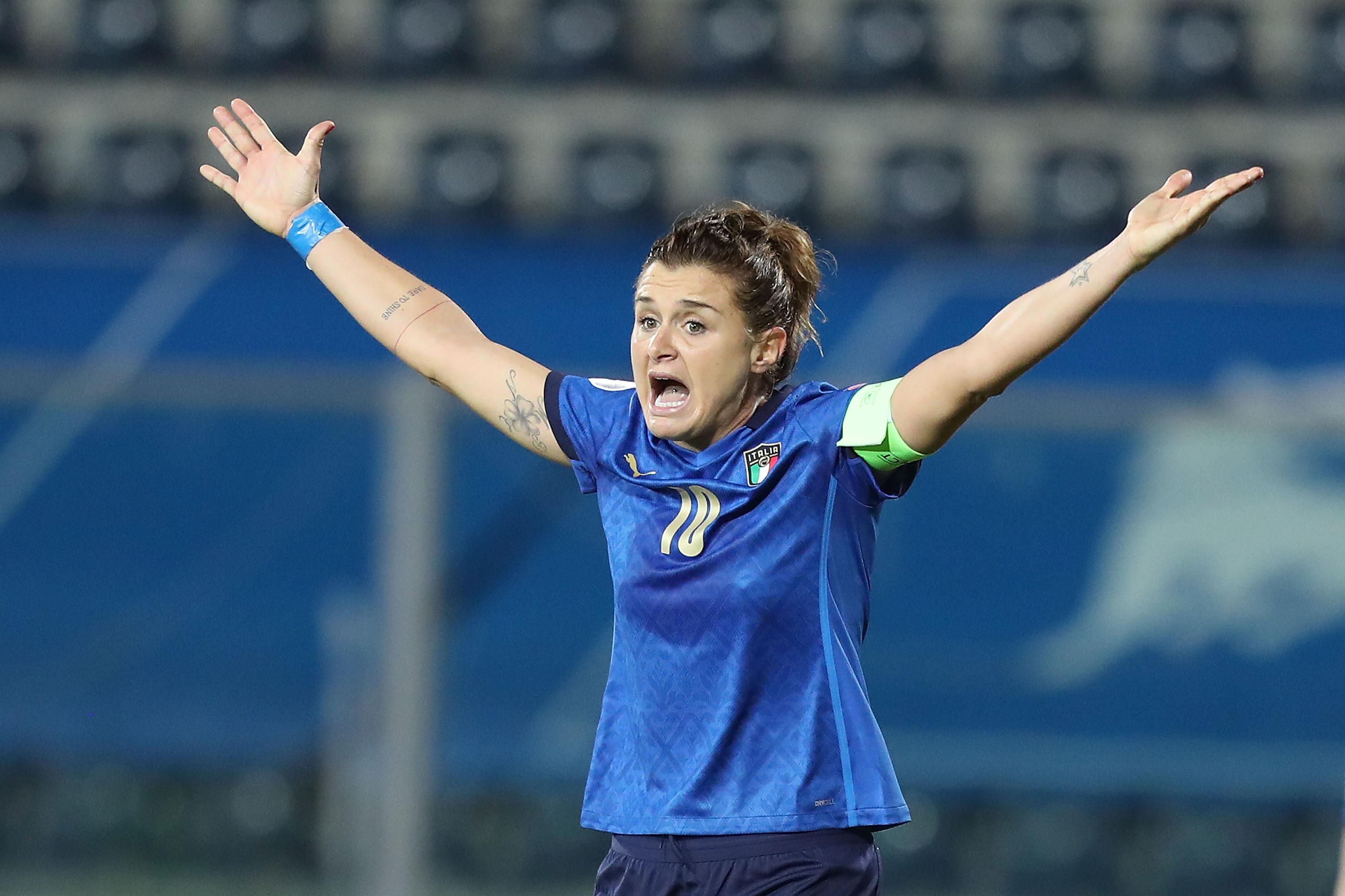 <<enter caption here>> during the UEFA Women\\'s EURO 2022 qualifier match between Italy Women\\'s and Denmark Womens\\'s at Stadio Carlo Castellani on October 27, 2020 in Empo