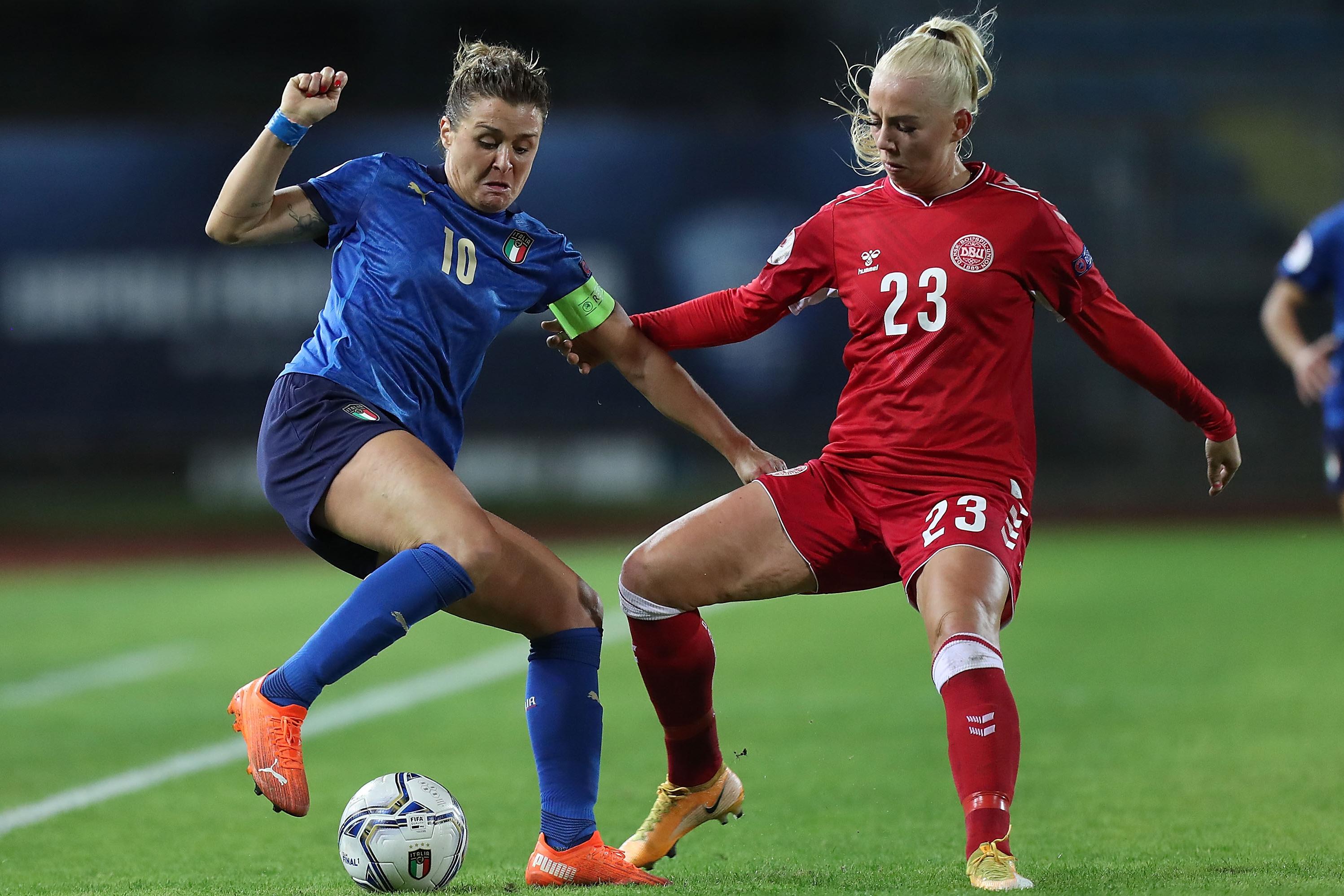 <<enter caption here>> during the UEFA Women\\'s EURO 2022 qualifier match between Italy Women\\'s and Denmark Womens\\'s at Stadio Carlo Castellani on October 27, 2020 in Empo