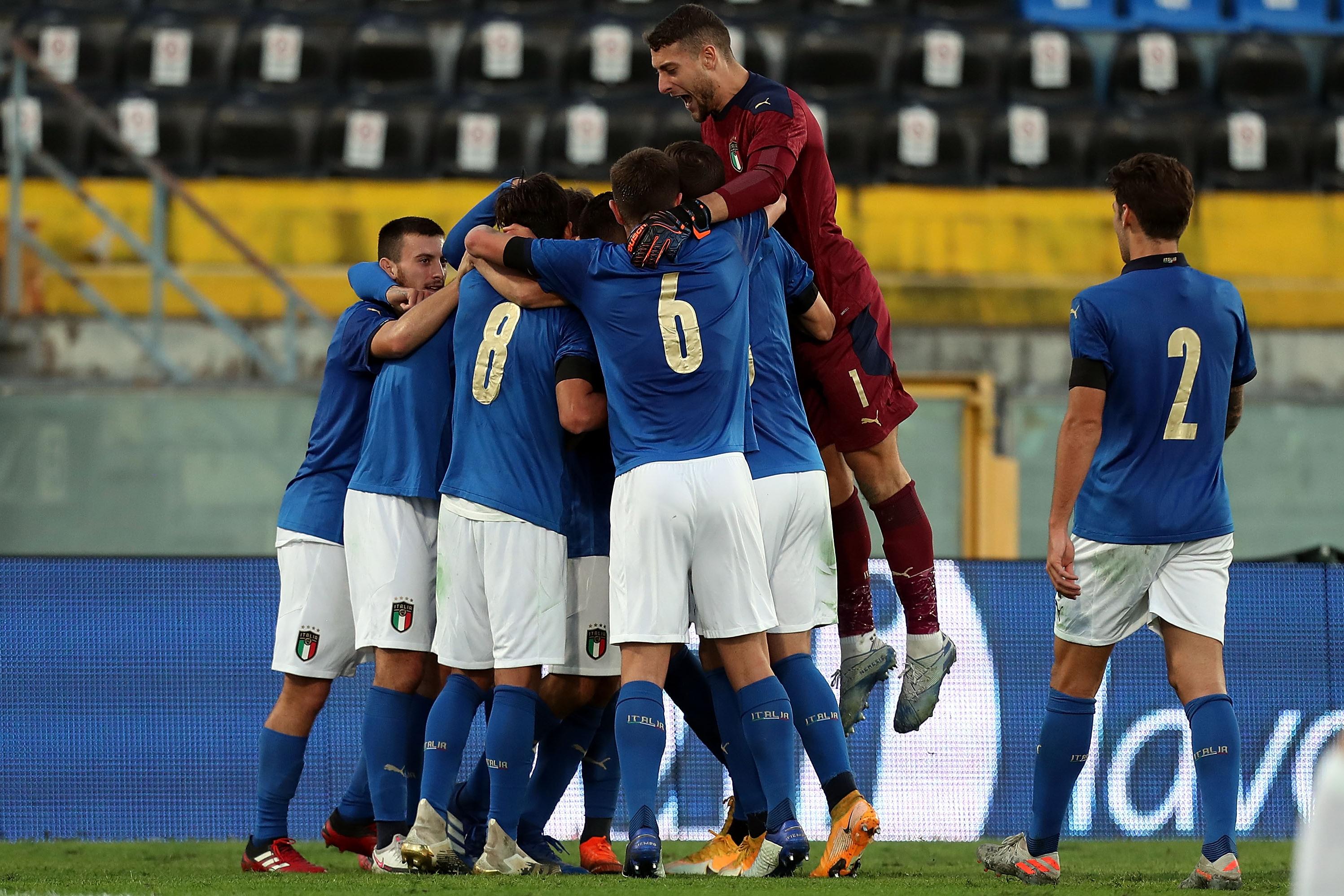 PISA, ITALY - OCTOBER 13: Patrick Cutrone of Italy U21 celebrates after scoring a goal during the UEFA Euro Under 21 Qualifier match between Italy U21 and Ireland U21 at Arena Garibaldi on October 13, 2020 in Pisa, Italy.  (Photo by Gabriele Maltinti/Getty Images) *** Local Caption *** Patrick Cutrone
