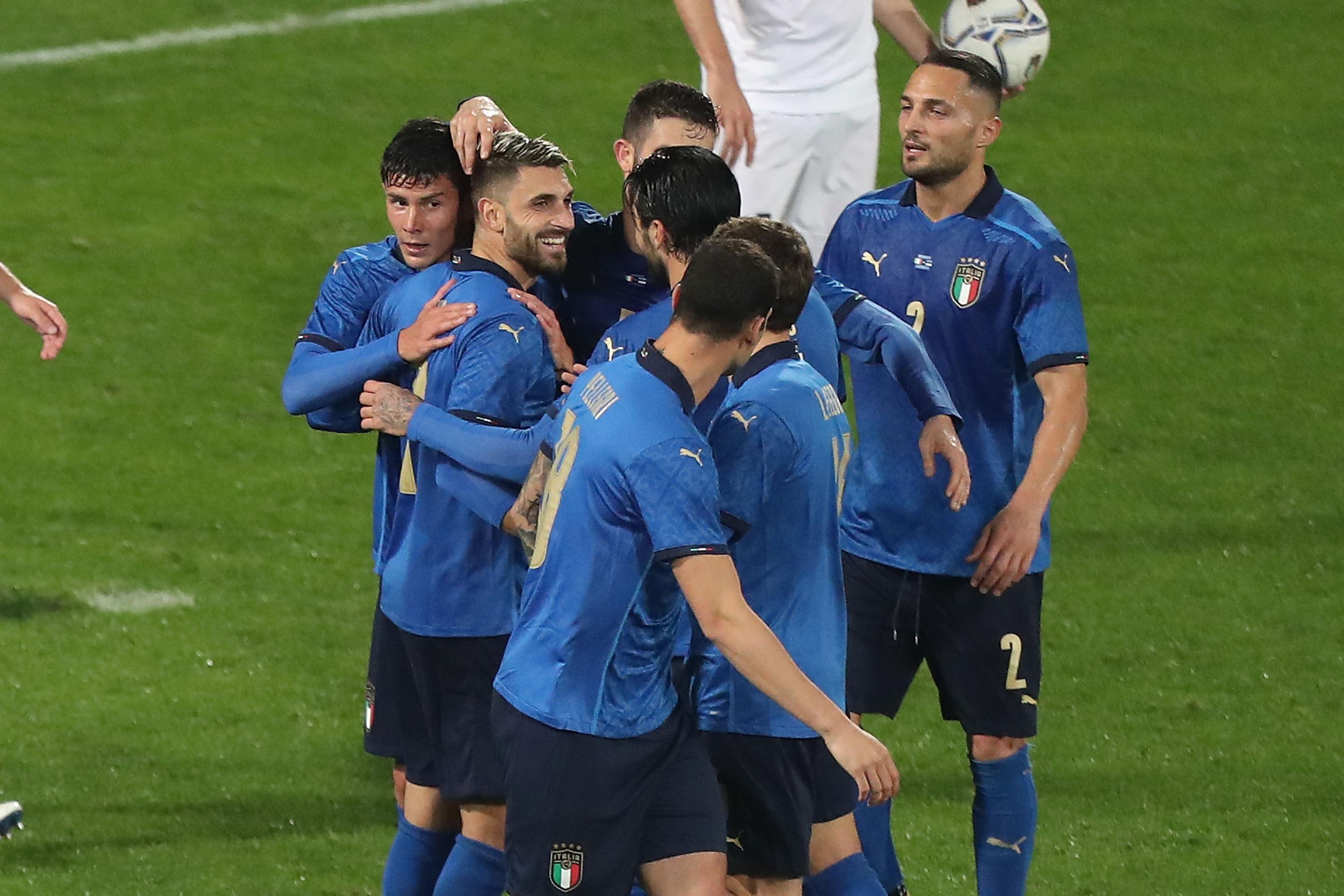 <<enter caption here>> during the international friendly match between Italy and Estonia at Stadio Artemio Franchi on November 11, 2020 in Florence, Italy.