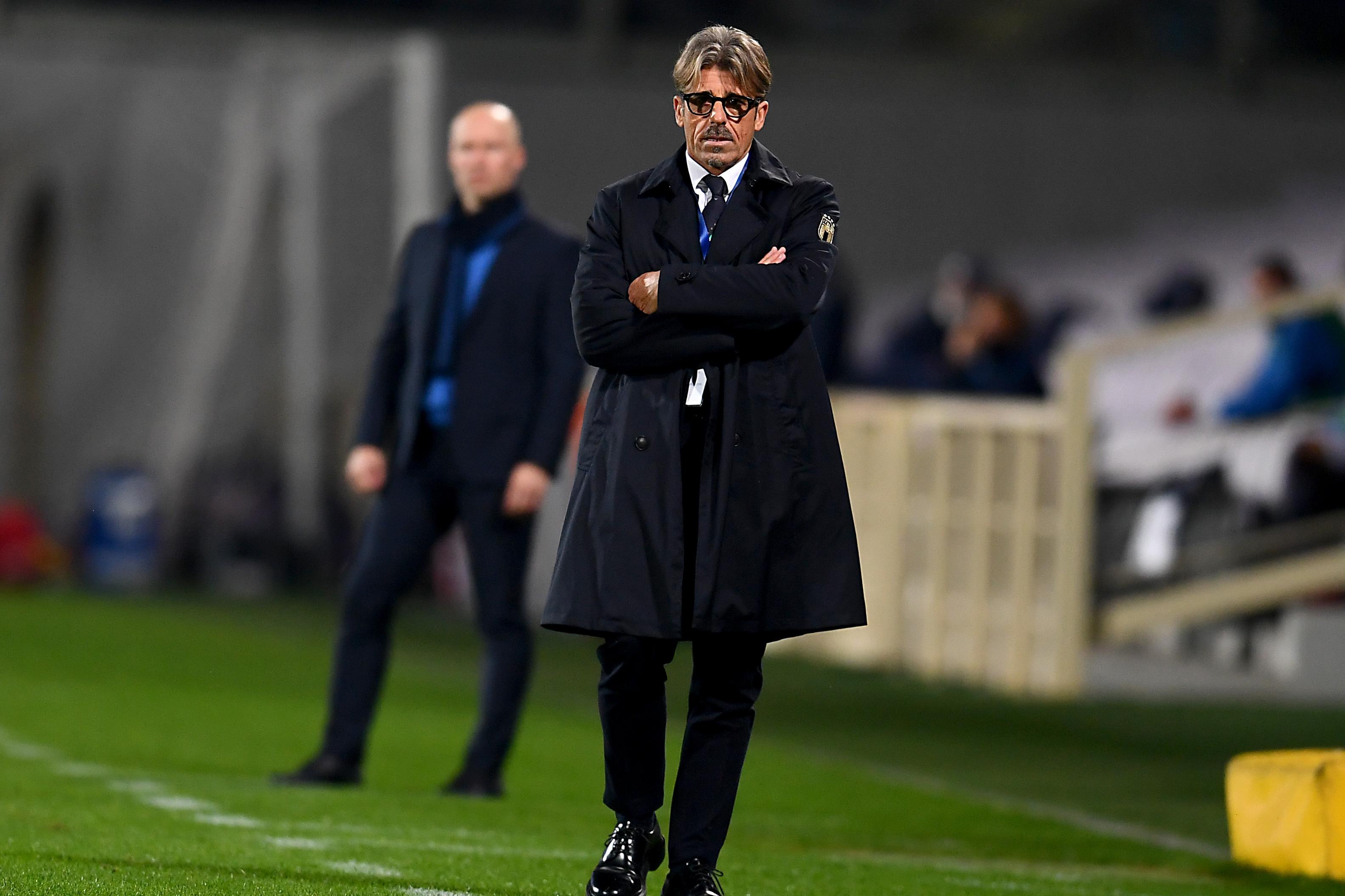 FLORENCE, ITALY - NOVEMBER 11: Italy Assistant Coach Alberigo Evani looks on during the international friendly match between Italy and Estonia at Stadio Artemio Franchi on November 11, 2020 in Florence, Italy. (Photo by Claudio Villa/Getty Images)