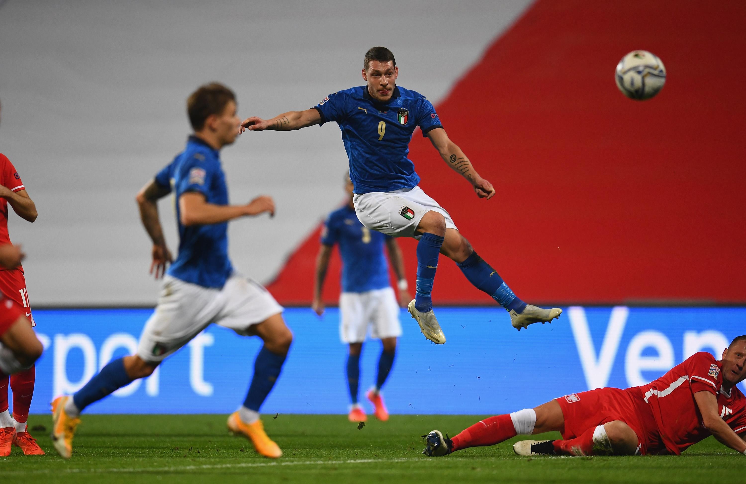 REGGIO NELL'EMILIA, ITALY - NOVEMBER 15: Andrea Belotti of Italy in action during the UEFA Nations League group stage match between Italy and Poland at Mapei Stadium - Citta' del Tricolore on November 15, 2020 in Reggio nell'Emilia, Italy. (Photo by Claudio Villa/Getty Images) *** Local Caption *** Andrea Belotti