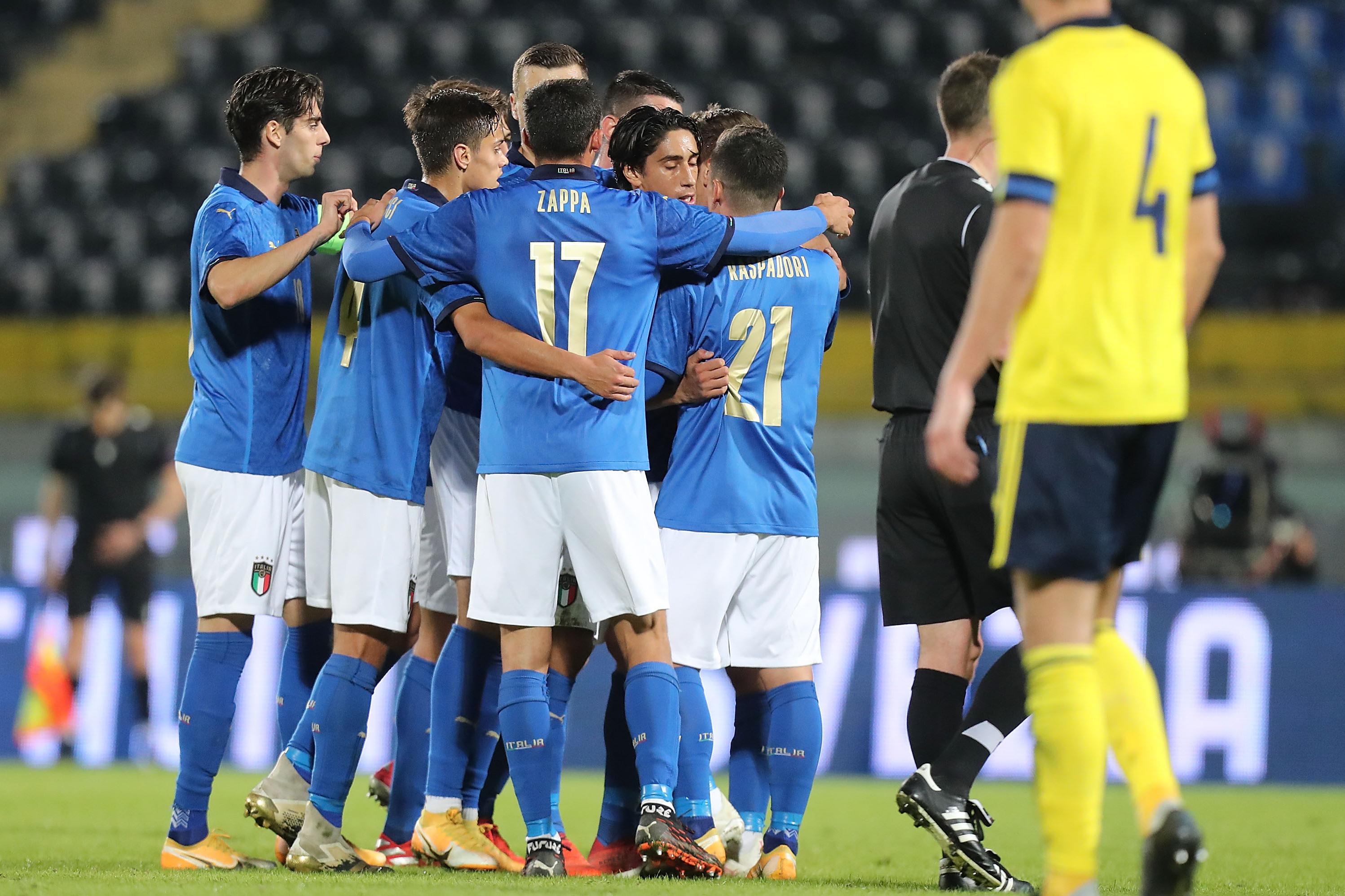 during the UEFA Euro Under 21 Qualifier match between Italy U21 and Sweden U21 at Arena Garibaldi on November 18, 2020 in Pisa, Italy.