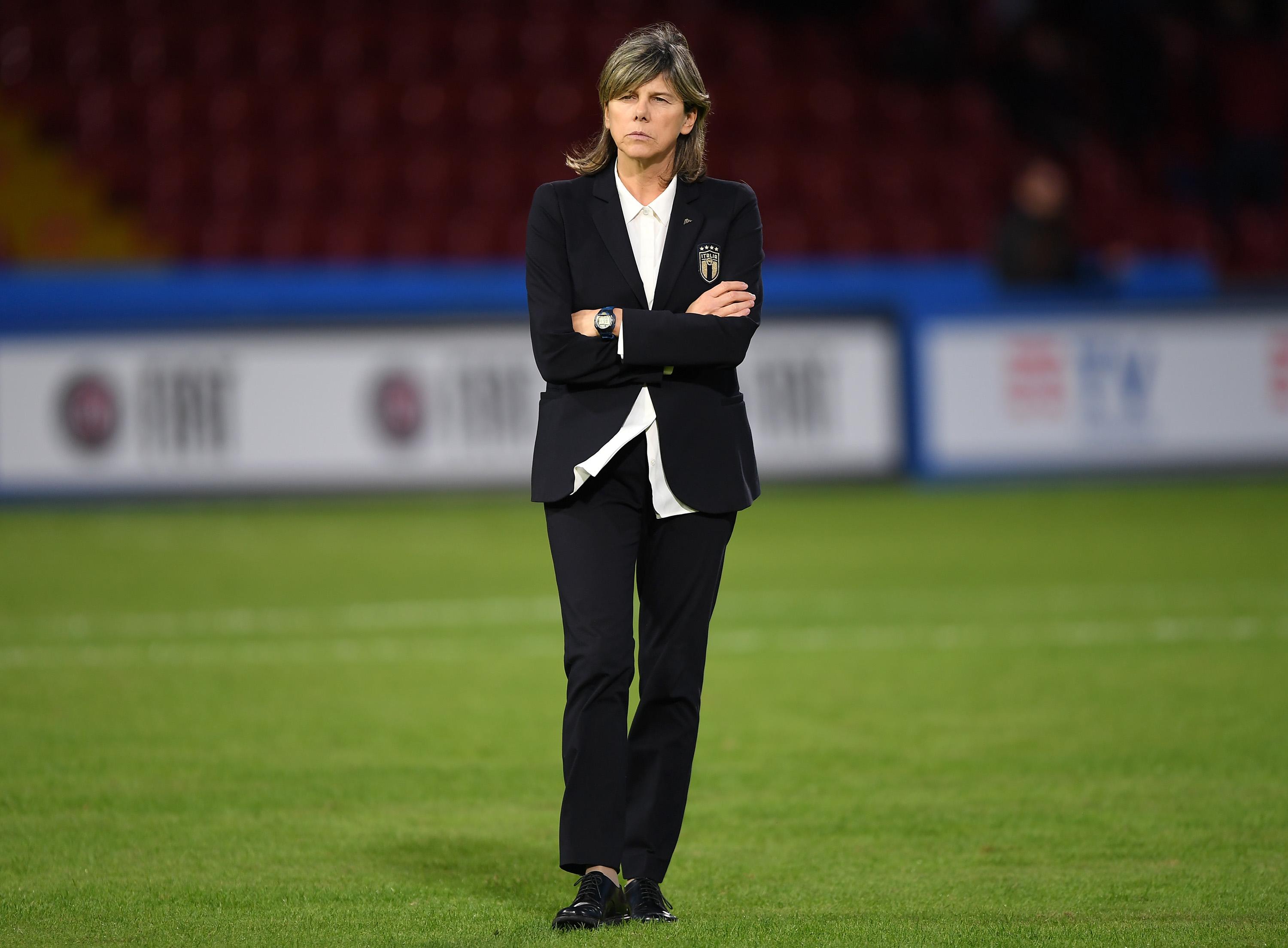 BENEVENTO, ITALY - NOVEMBER 08: Milena Bertolini coach of Italy Women before the UEFA Women's Euros 2021 Qualifier match between Italy Women v Georgia Women on November 08, 2019 in Benevento, Italy. (Photo by Francesco Pecoraro/Getty Images)