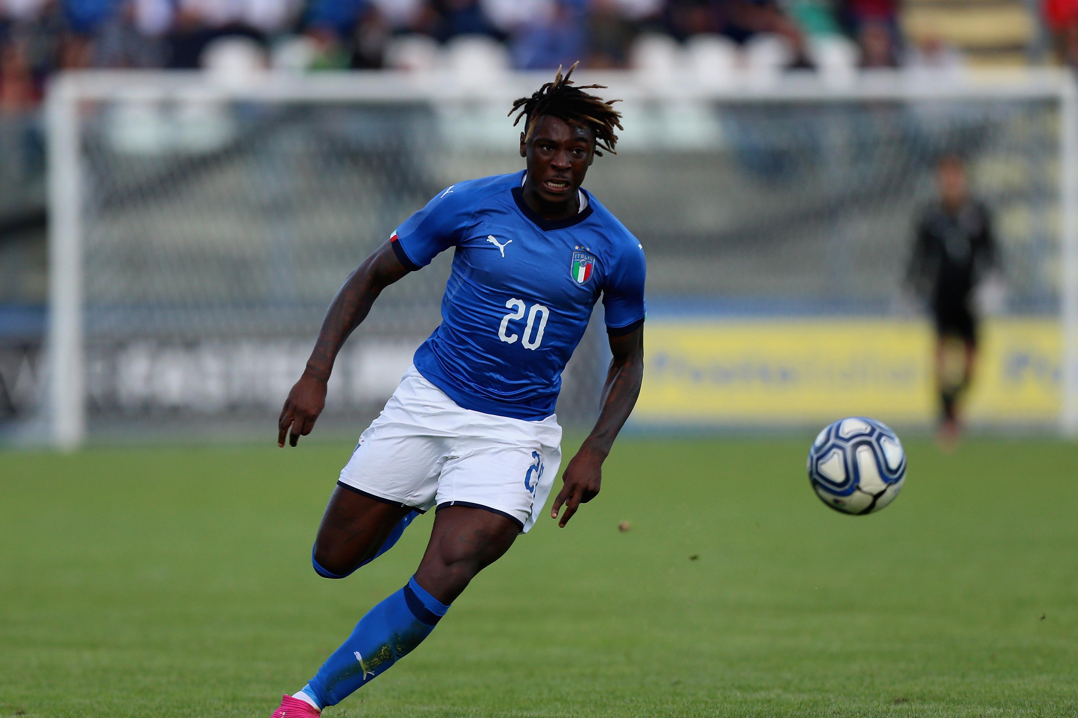 CASTEL DI SANGRO, ITALY - SEPTEMBER 10: Bioty Moise Kean of Italy U21 in action during the UEFA European Under 21 championship qualifying match between Italy U21 and Luxemburg U21 at Teofilo Patini on September 10, 2019 in Castel Di Sangro, Italy.  (Photo by Paolo Bruno/Getty Images) *** Local Caption *** Bioty Moise Kean