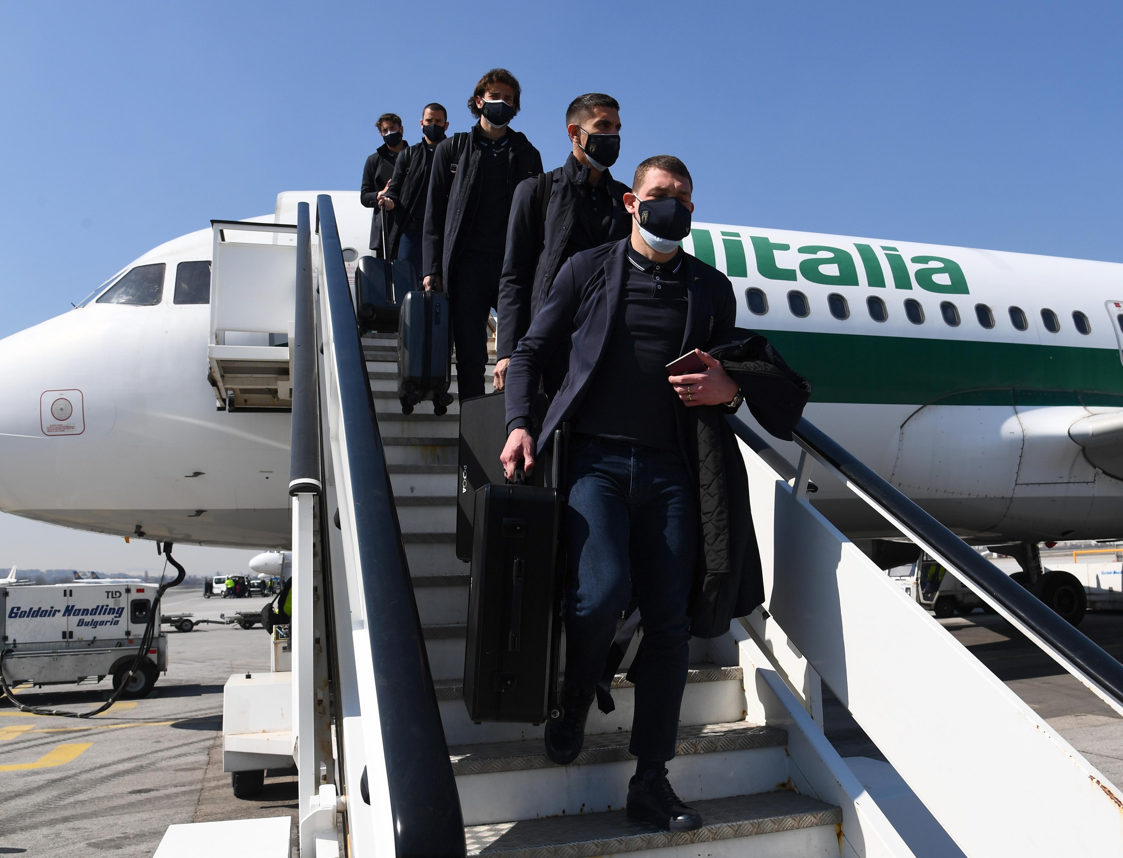 SOFIA, BULGARIA - MARCH 27: Andrea Belotti of Italy arrives at Sofia Airport on March 27, 2021 in Sofia, Bulgaria. (Photo by Claudio Villa/Getty Images)