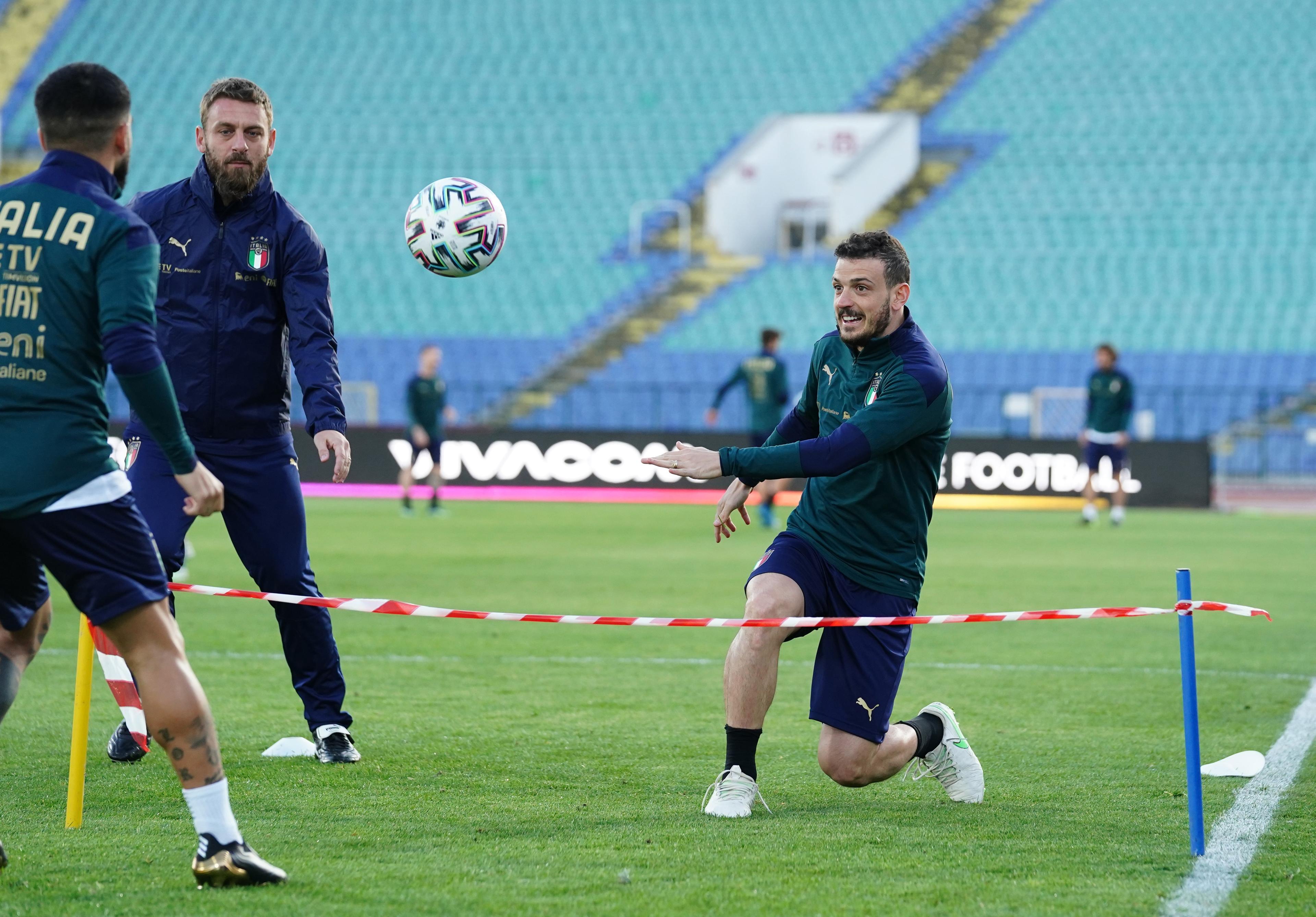 SOFIA, BULGARIA - MARCH 27: Alessandro Florenzi of Italy in action during a Italy training session at Vasil Levski National Stadium on March 27, 2021 in Sofia, Bulgaria. (Photo by Claudio Villa/Getty Images)