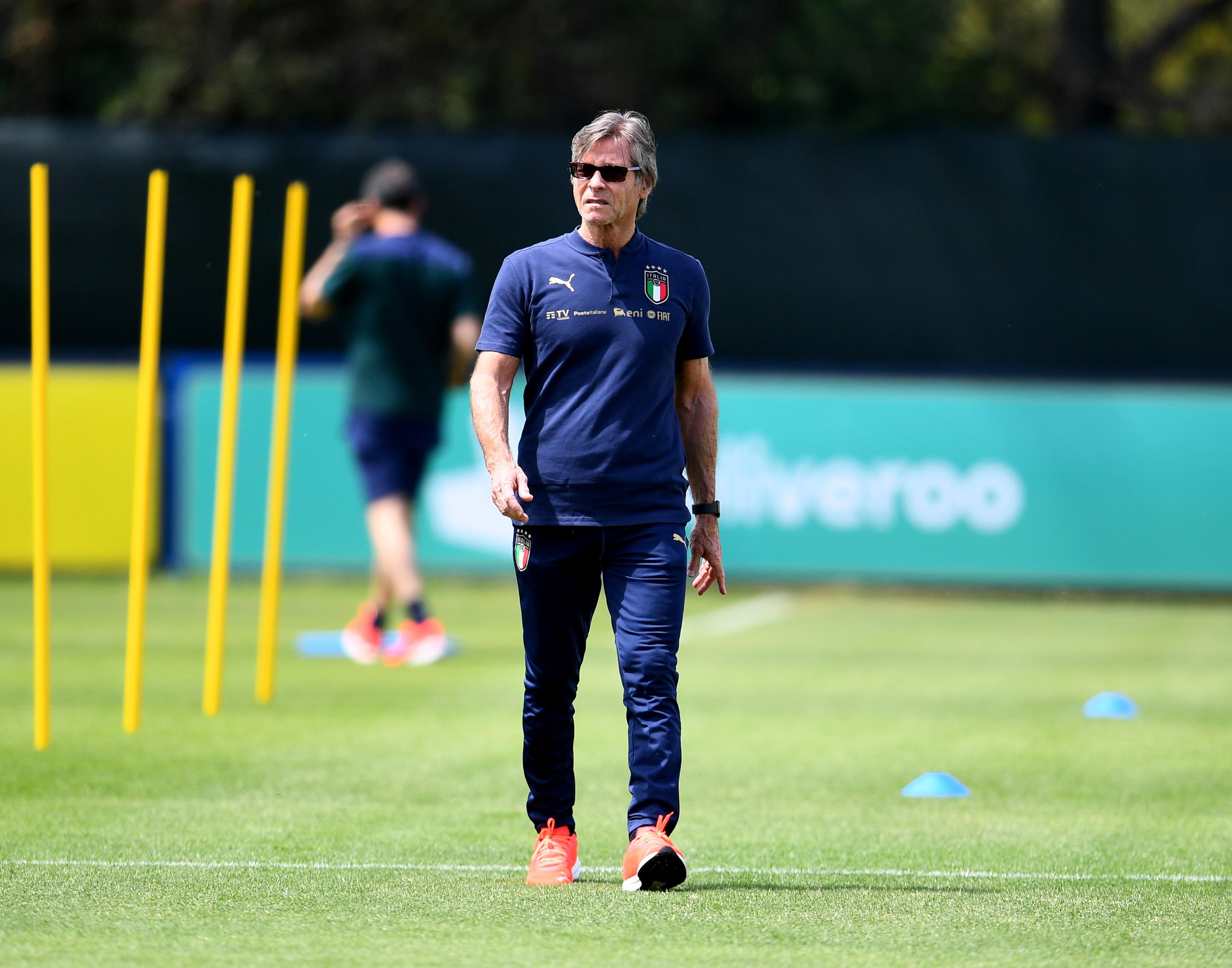 SANTA MARGHERITA DI PULA, ITALY - MAY 25: Team manager Italy Gabriele Oriali looks on during training session at Forte Village Resort on May 25, 2021 in Santa Margherita di Pula, Italy. (Photo by Claudio Villa/Getty Images)