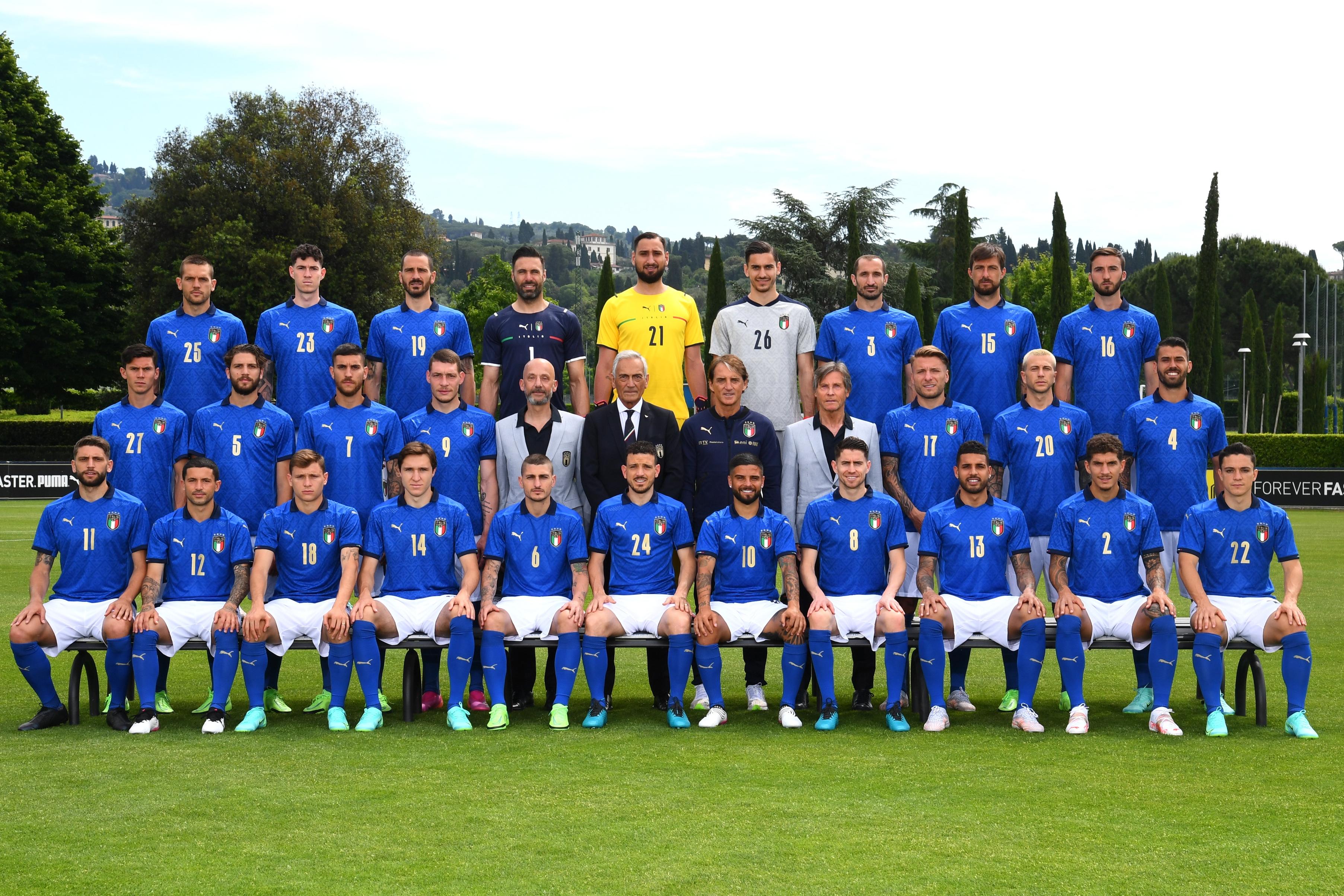 FLORENCE, ITALY - JUNE 02: Italy Official Team Photo at Coverciano on June 02, 2021 in Florence, Italy. (Photo by Claudio Villa/Getty Images)