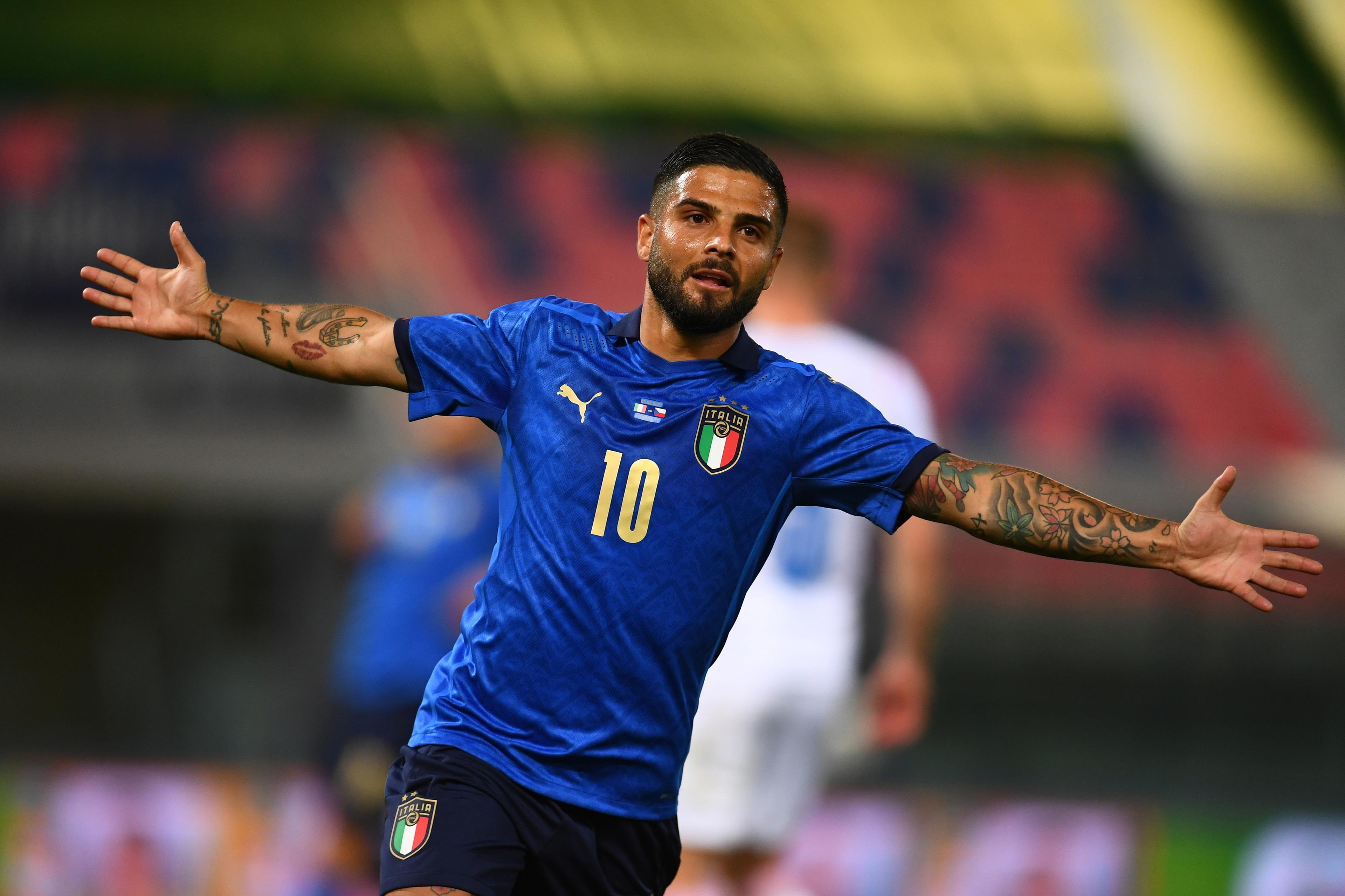 BOLOGNA, ITALY - JUNE 04:  Lorenzo Insigne of Italy celebrates after scoring the goal during the international friendly match between Italy and Czech Republic at  on June 04, 2021 in Bologna, Italy. (Photo by Claudio Villa/Getty Images)