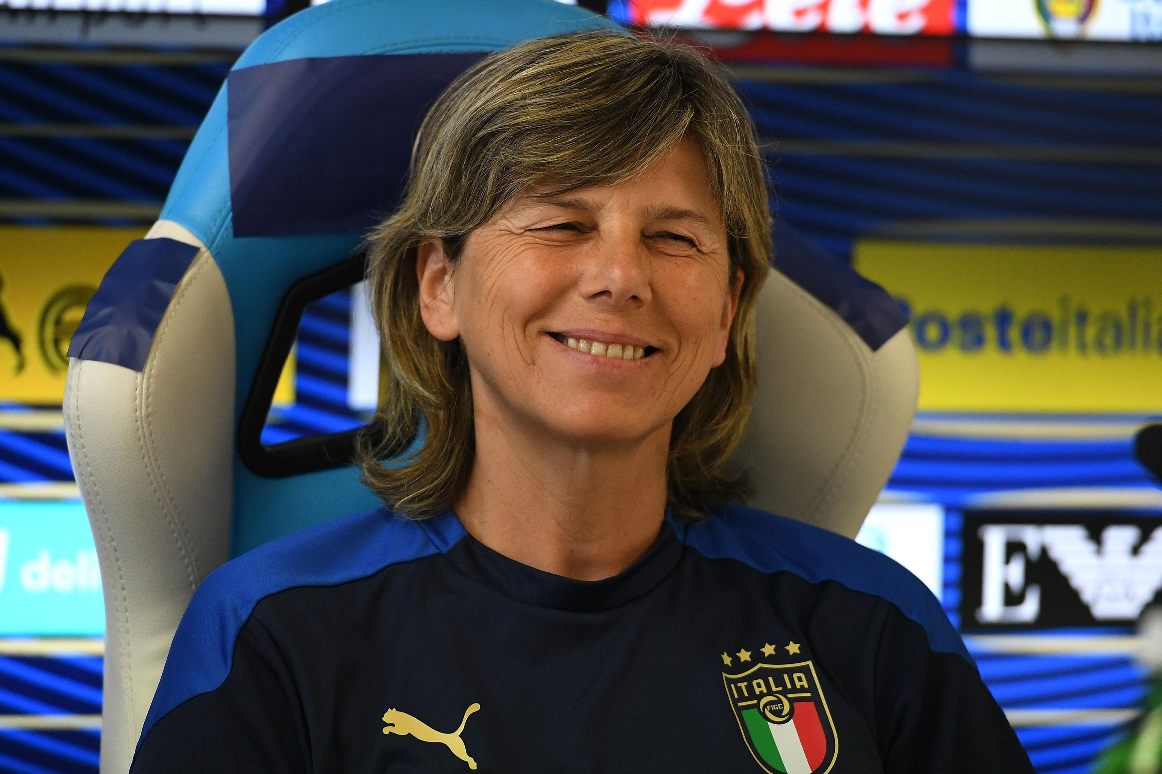 FERRARA, ITALY - JUNE 09: Milena Bertolini head coach of Italy during the Italy Women Training Session And Press Conference at Stadio Paolo Mazza on June 09, 2021 in Ferrara, Italy. (Photo by Alessandro Sabattini/Getty Images)