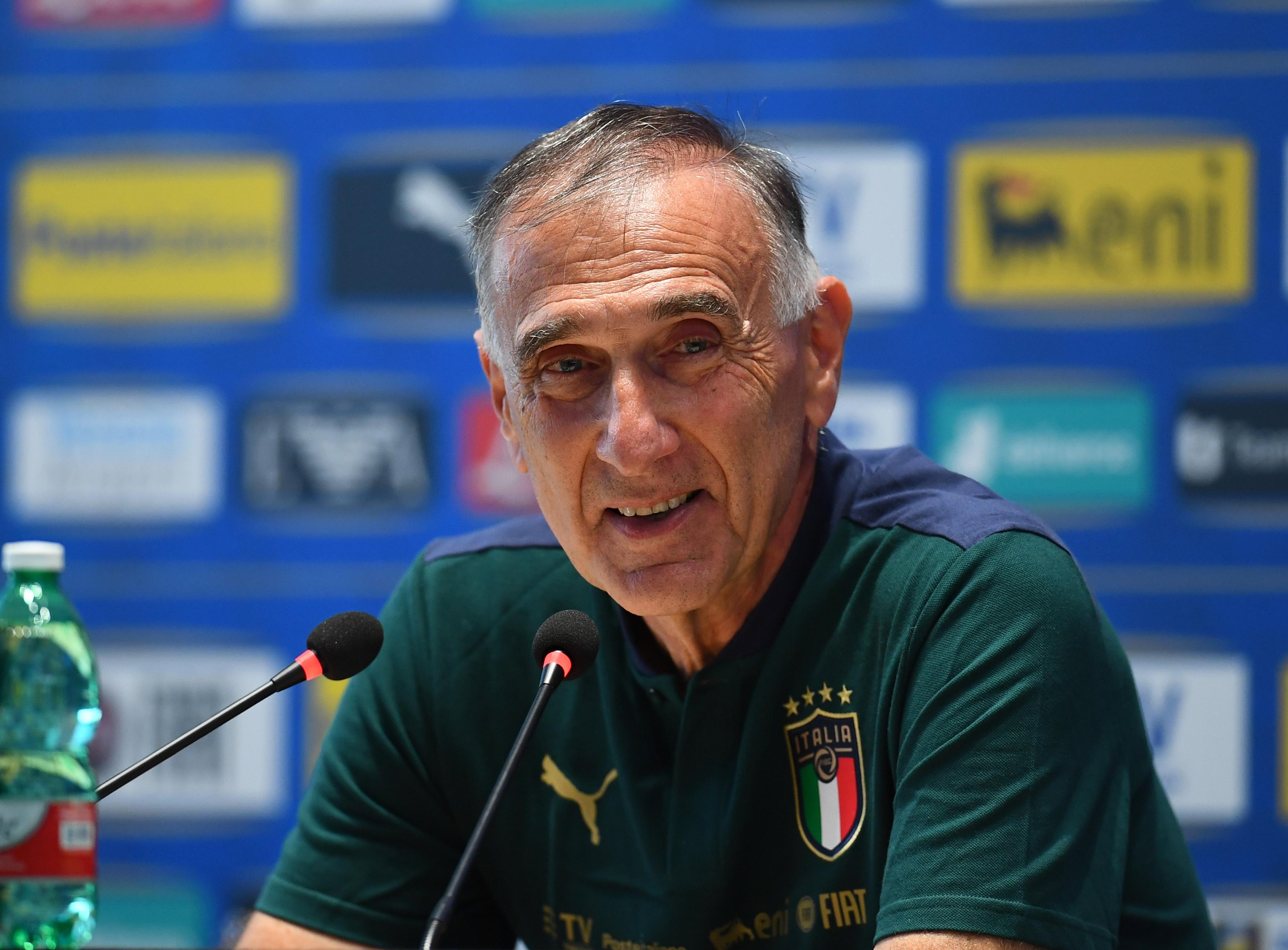 FLORENCE, ITALY - JUNE 13: Andrea Ferretti, doctor of Italy, speaks with the media during press conference at Centro Tecnico Federale di Coverciano on June 13, 2021 in Florence, Italy. (Photo by Claudio Villa/Getty Images)