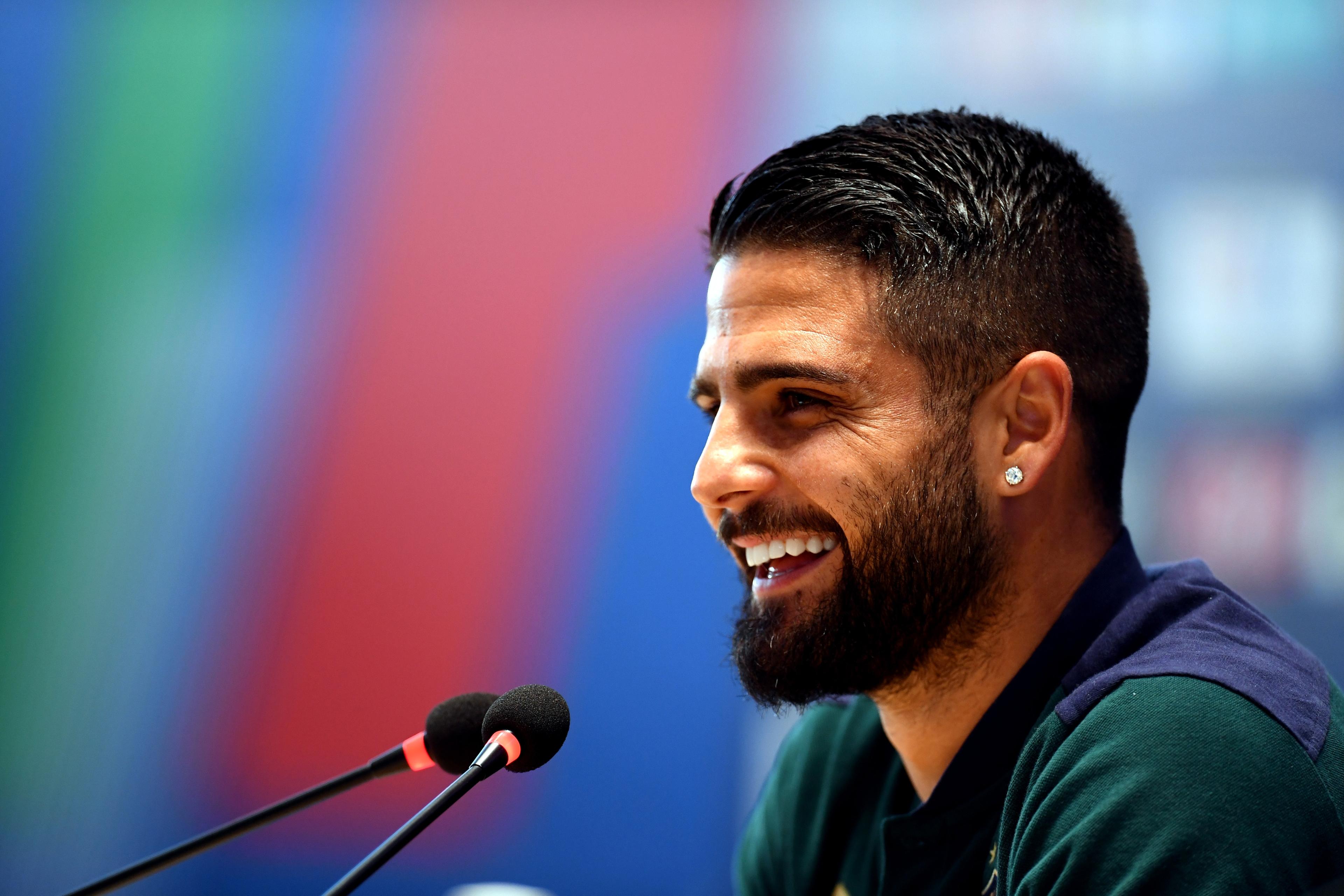 FLORENCE, ITALY - JUNE 23: Lorenzo Insigne of Italy speaks with the media during press conference at Centro Tecnico Federale di Coverciano on June 23, 2021 in Florence, Italy. (Photo by Claudio Villa/Getty Images)