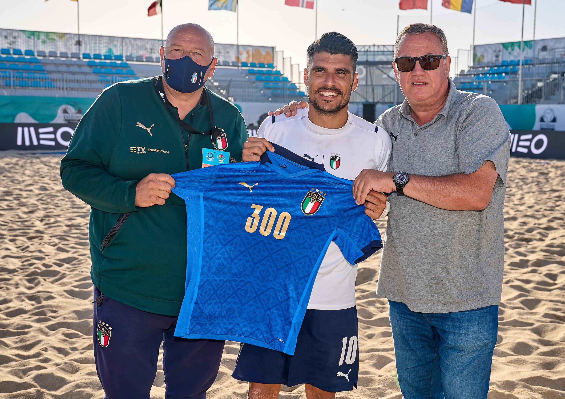 NAZARE, PORTUGAL - JUNE 22: during the match between Italy and Denmark during day 2 of the FIFA Beach Soccer World Cup - Europe Qualifier Nazare 2021 at Estadio do Viveiro on June 22, 2021 in Nazare, Portugal. (Photo by Jose Manuel Alvarez/BSWW)