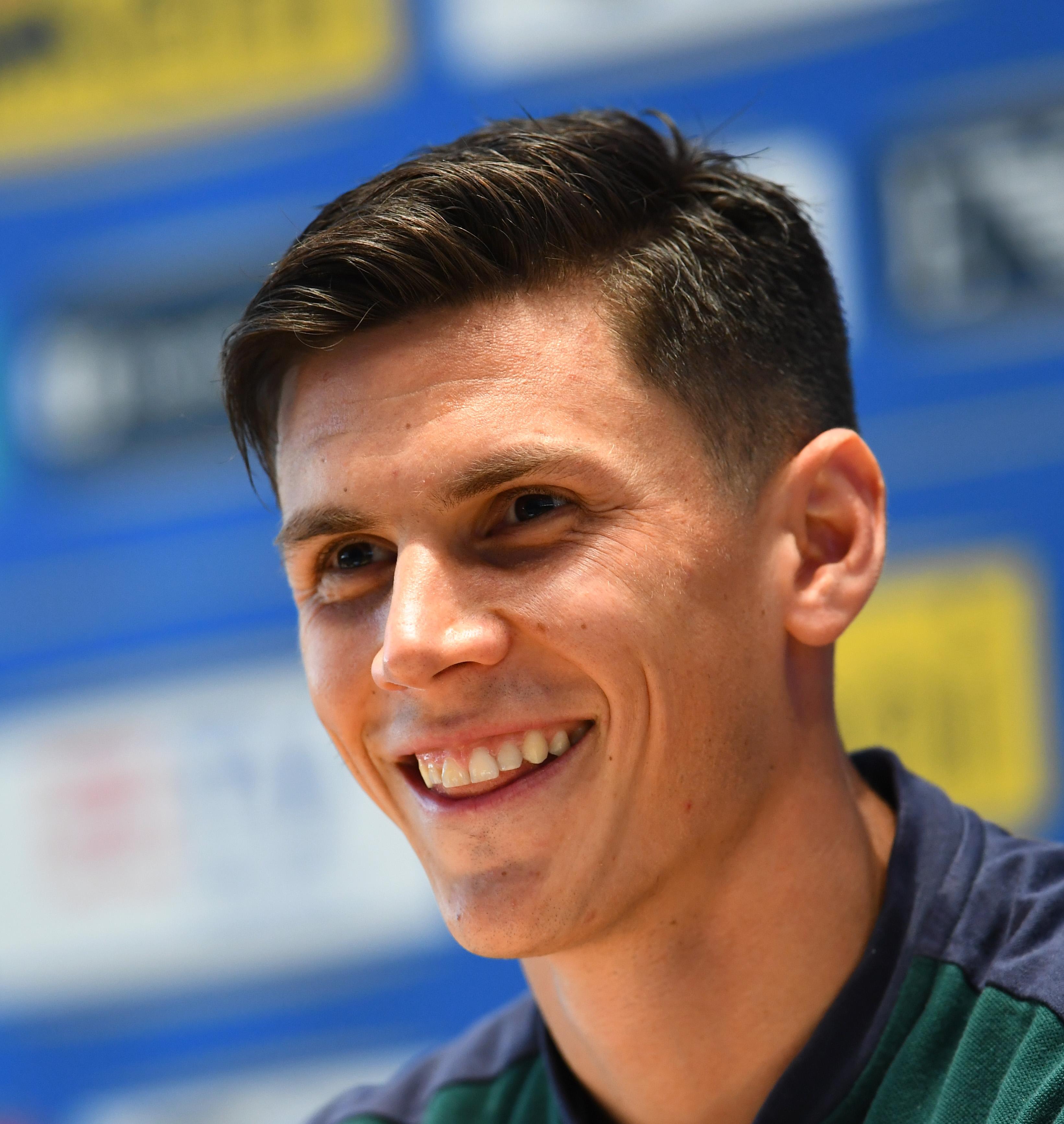 FLORENCE, ITALY - JUNE 28: Matteo Pessina of Italy speaks with the media during a Italy training session at Centro Tecnico Federale di Coverciano on June 28, 2021 in Florence, Italy. (Photo by Claudio Villa/Getty Images)