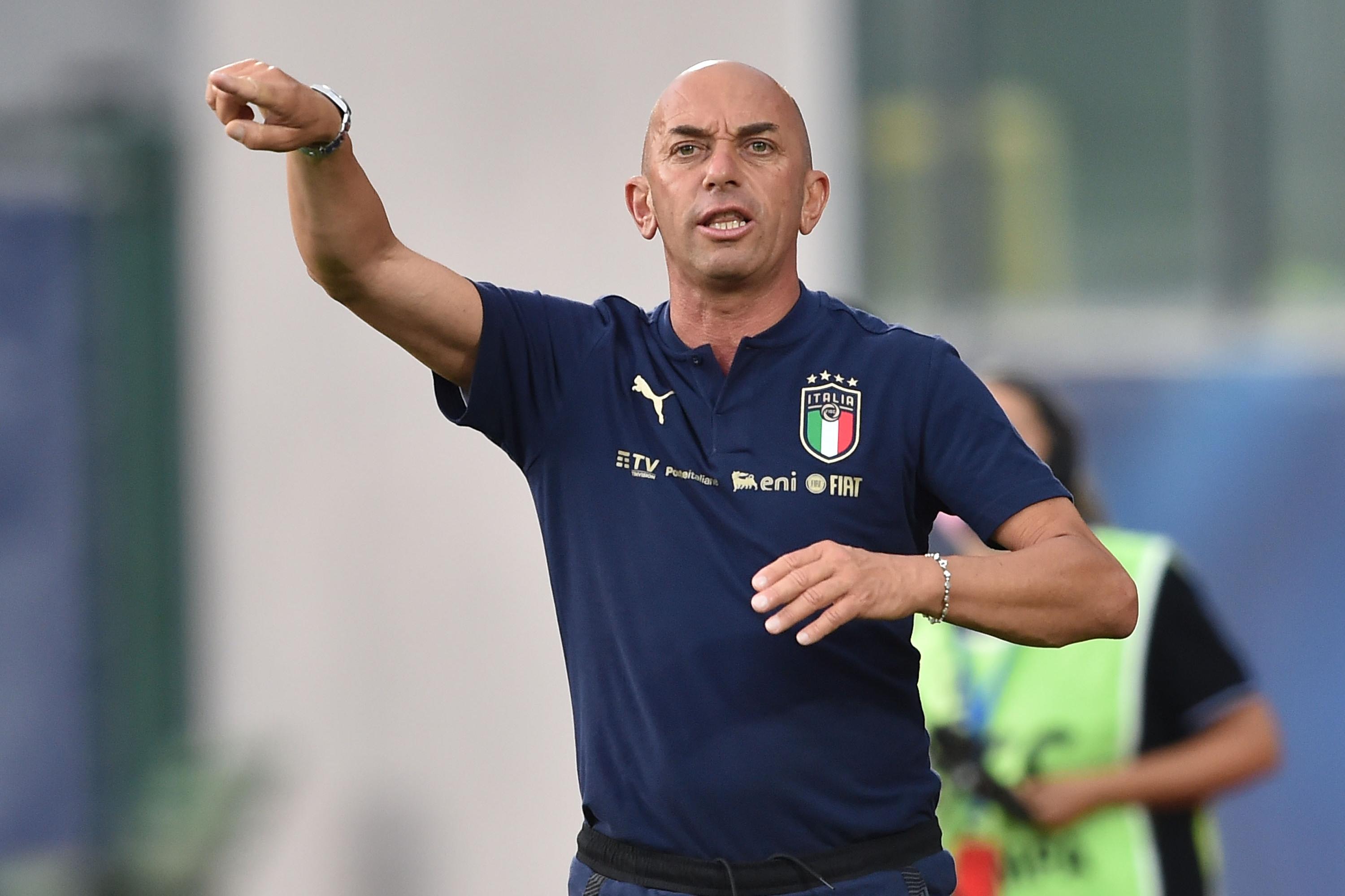 SAN MARINO, ITALY - JUNE 06:  Alberto Bollini head coach of Italy U20 gestures during the Friendly Match between San Marino U20 and Italy U20 at San Marino Stadium on June 5, 2021 in San Marino, Italy.  (Photo by Giuseppe Bellini/Getty Images) *** Local Caption *** Alberto Bollini