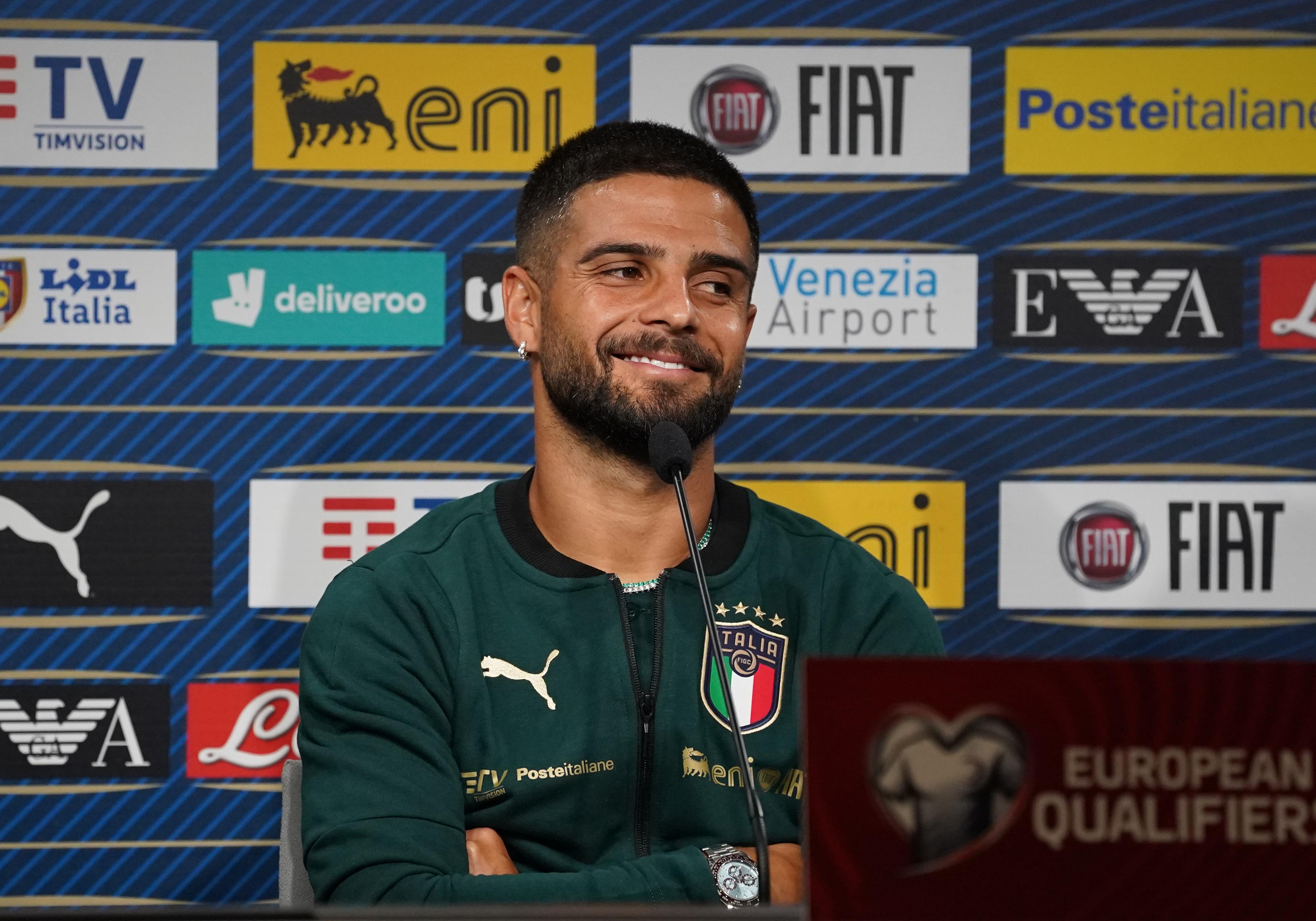 REGGIO NELL'EMILIA, ITALY - SEPTEMBER 07: Lorenzo Insigne of Italy speaks with the media during press conference at Mapei Stadium - Citta' del Tricolore on September 07, 2021 in Reggio nell'Emilia, Italy. (Photo by Claudio Villa/Getty Images)