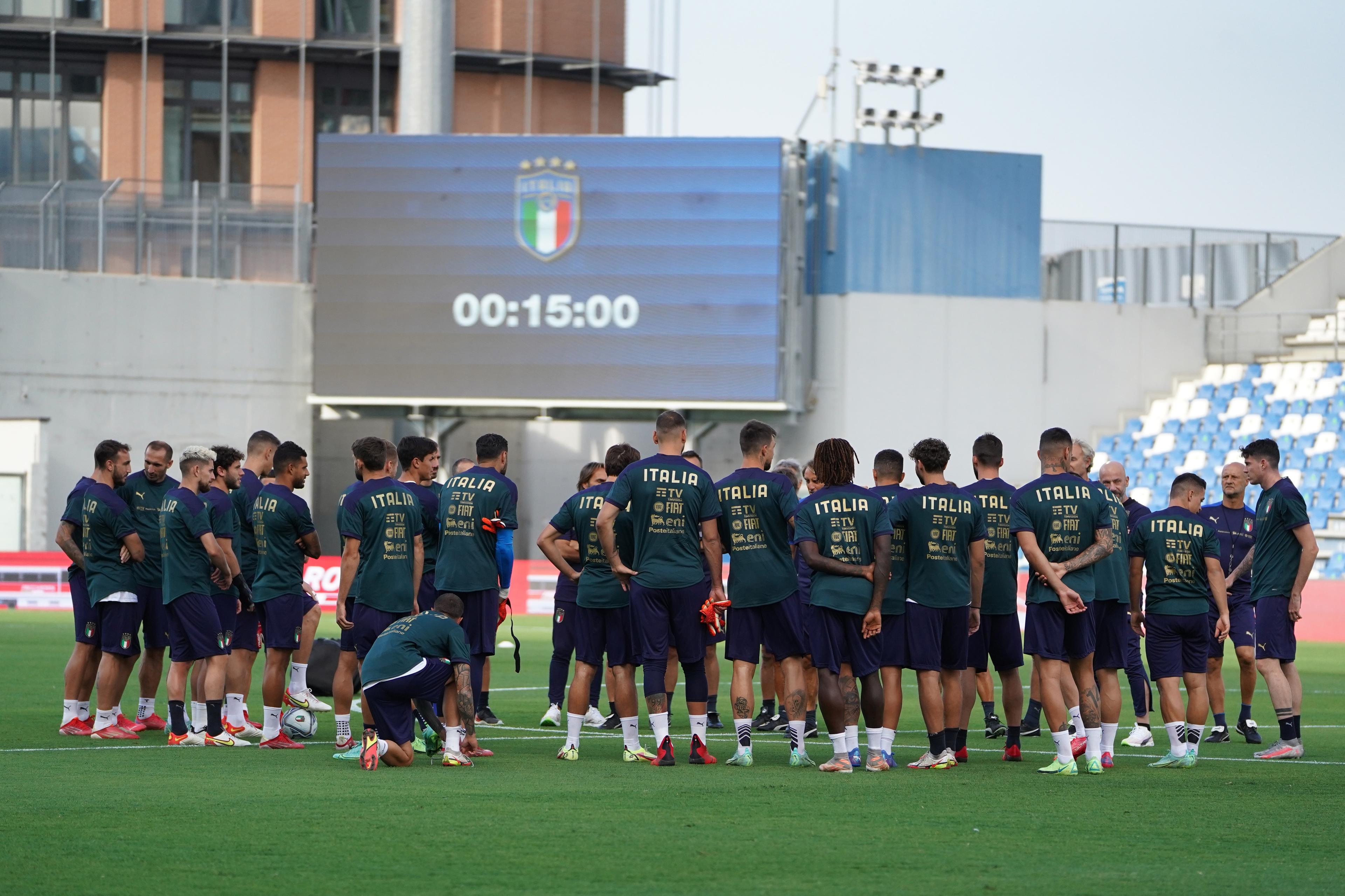 REGGIO NELL\\'EMILIA, ITALY - SEPTEMBER 07: A general view during a training session at Mapei Stadium - Citta\\' del Tricolore on September 07, 2021 in Reggio nell\\'Emilia, Italy. (Photo by Claudio Villa/Getty Images)
