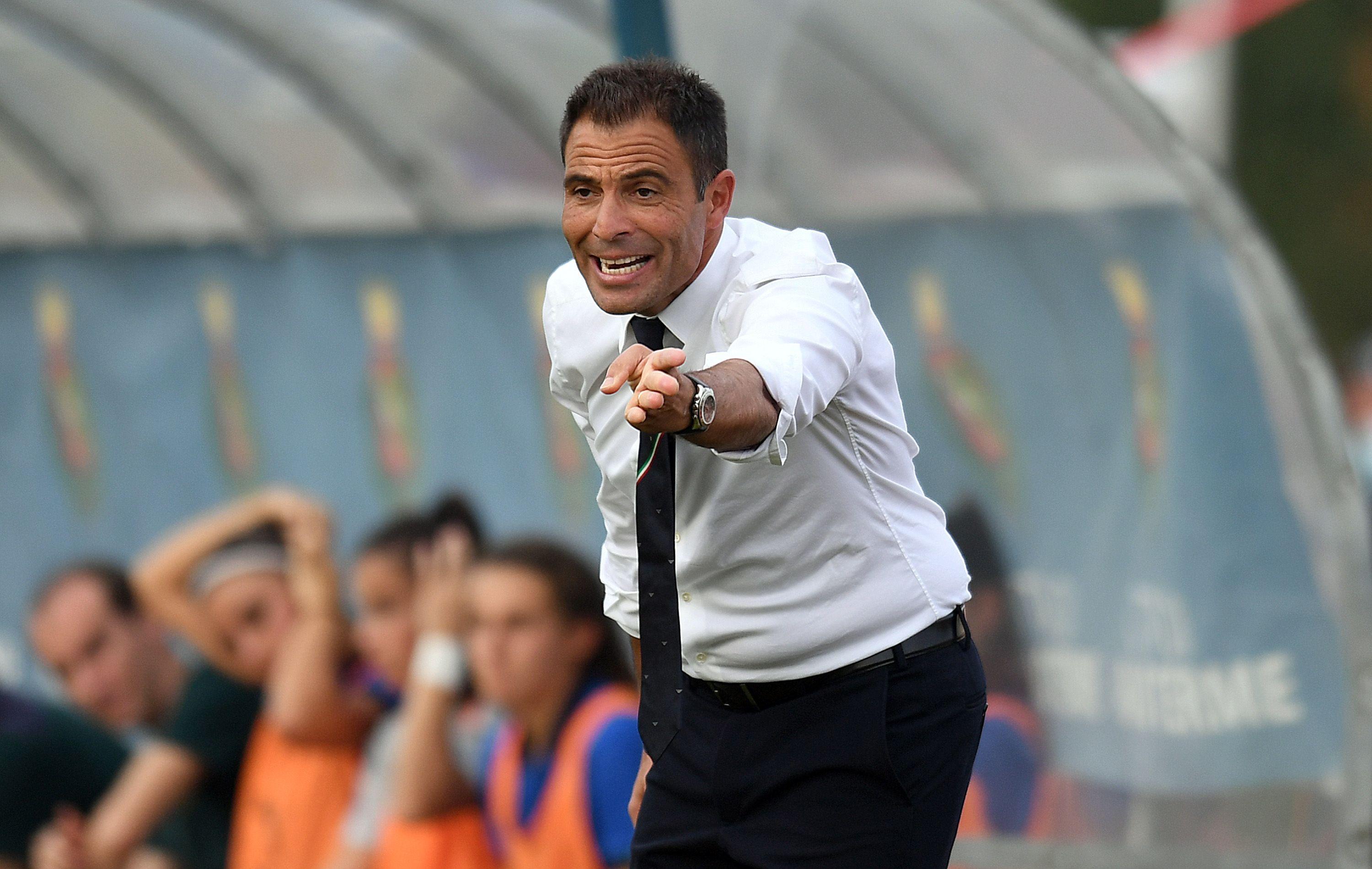PADOVA, ITALY - OCTOBER 20: Enrico Sbardella head coach of Italy during the UEFA European Women's Under-19 Championship Round 1 match between Poland and Italy on October 20, 2021 in Abano Terme near Padova, Italy. (Photo by Alessandro Sabattini/Getty Images)
