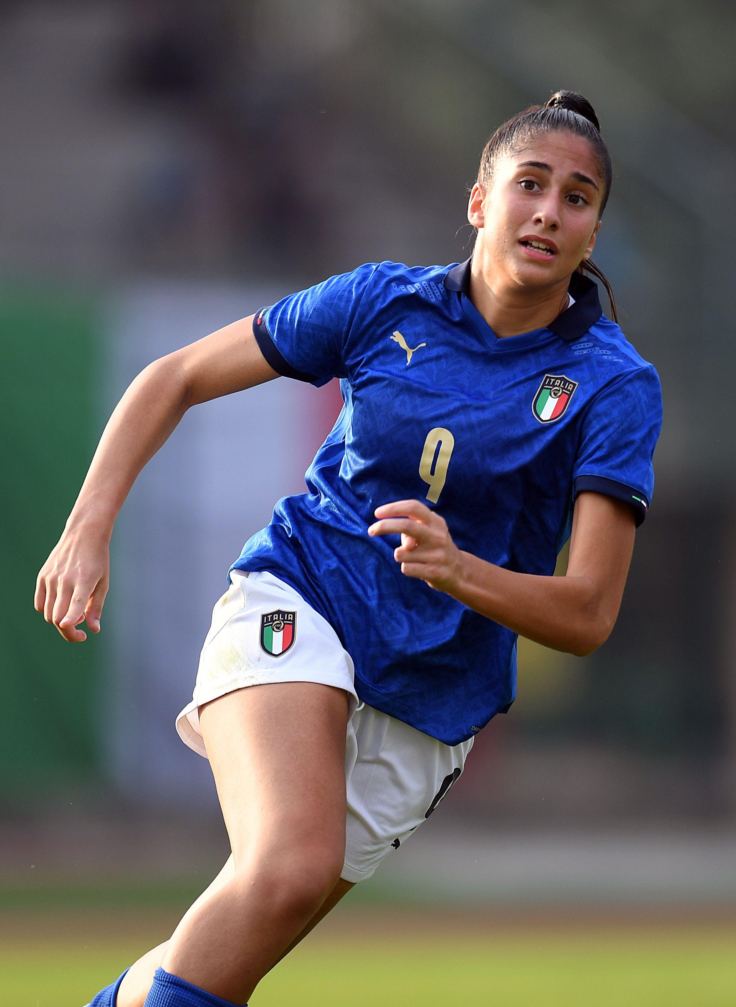 PADOVA, ITALY - OCTOBER 20: Chiara Beccari of Italy looks on during the UEFA European Women's Under-19 Championship Round 1 match between Poland and Italy on October 20, 2021 in Abano Terme near Padova, Italy. (Photo by Alessandro Sabattini/Getty Images)