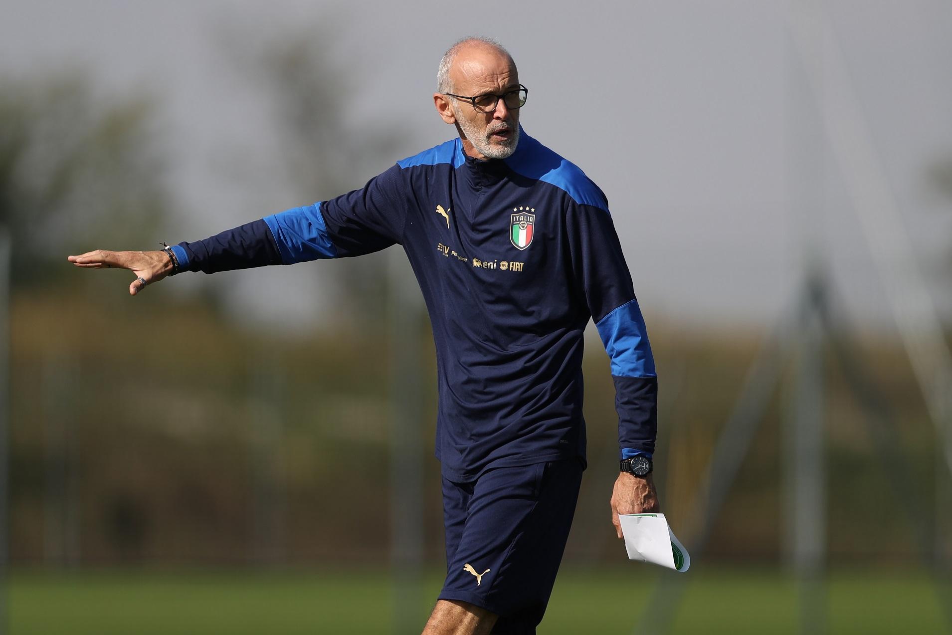 NOVARA, ITALY - OCTOBER 11: Italy U21 Head coach Paolo Nicolato during the training session at Novarello Training Center on October 11, 2021 in Novara, Italy. (Photo by Jonathan Moscrop/Getty Images)
