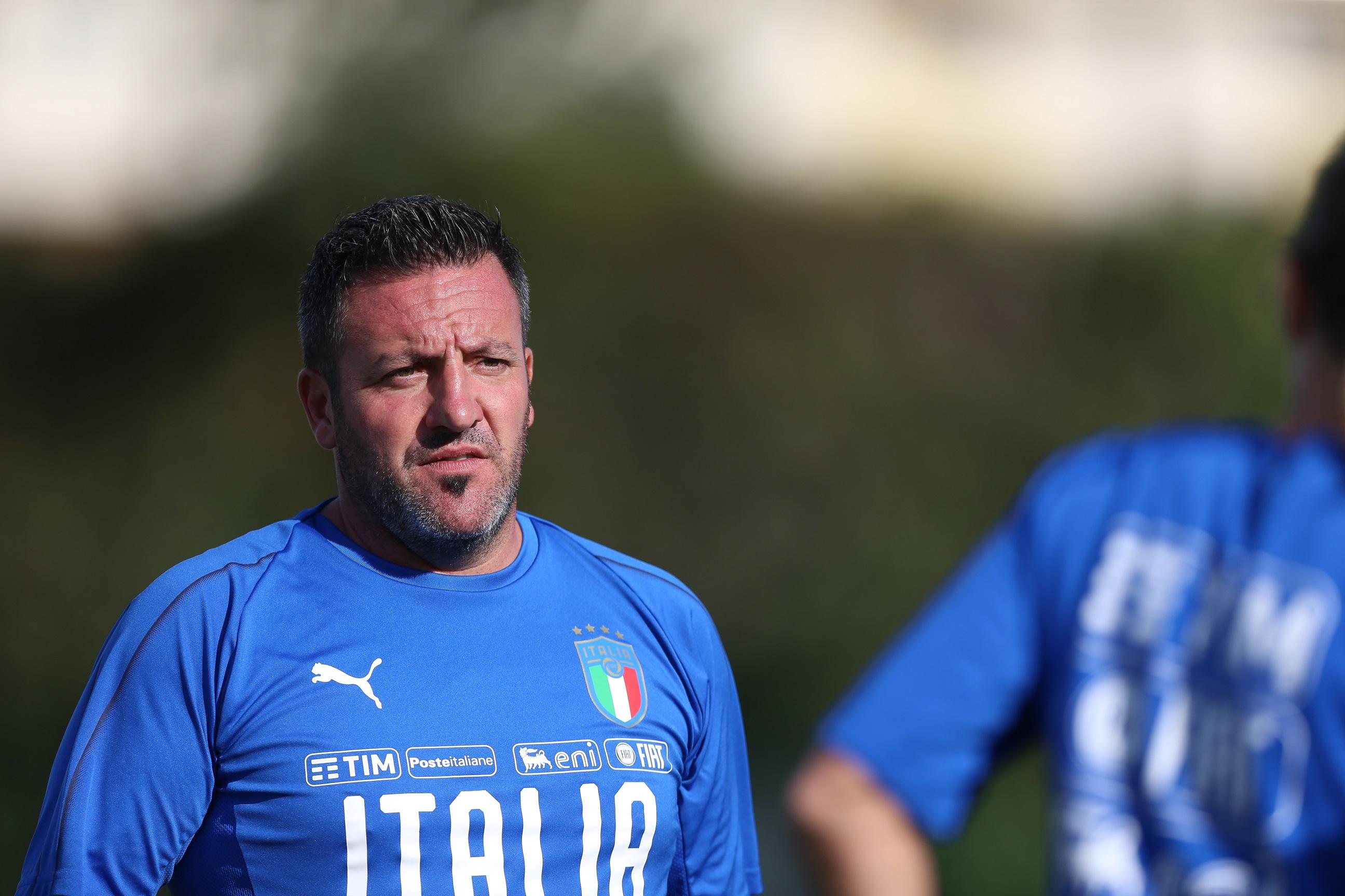ROME, ITALY - OCTOBER 01:  Italy women U23 head coach Jacopo Leandri looks on during a training session on October 1, 2019 in Rome, Italy.  (Photo by Paolo Bruno/Getty Images) *** Local Caption *** Jacopo Leandri