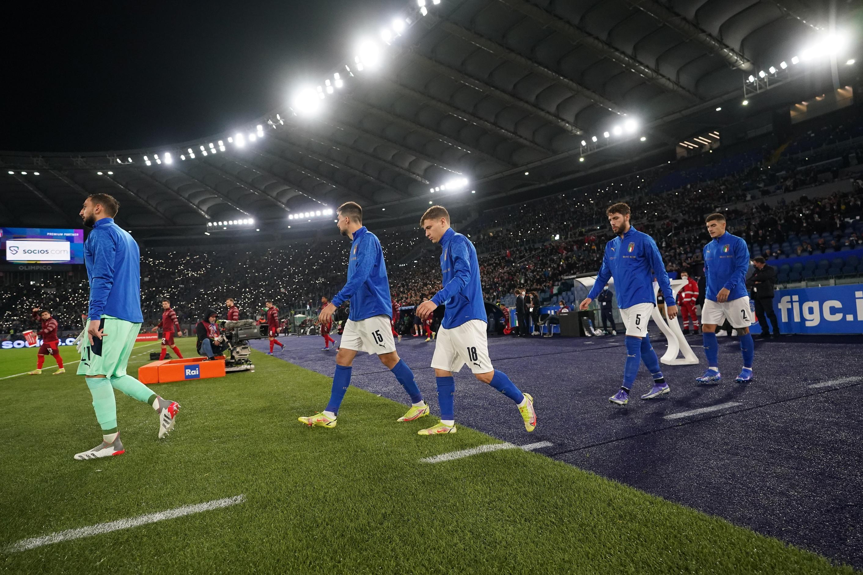 ROME, ITALY - NOVEMBER 12: SOCIOS during the 2022 FIFA World Cup Qualifier match between Italy and Switzerland at Stadio Olimpico on November 12, 2021 in Rome, . (Photo by Claudio Villa/Getty Images)