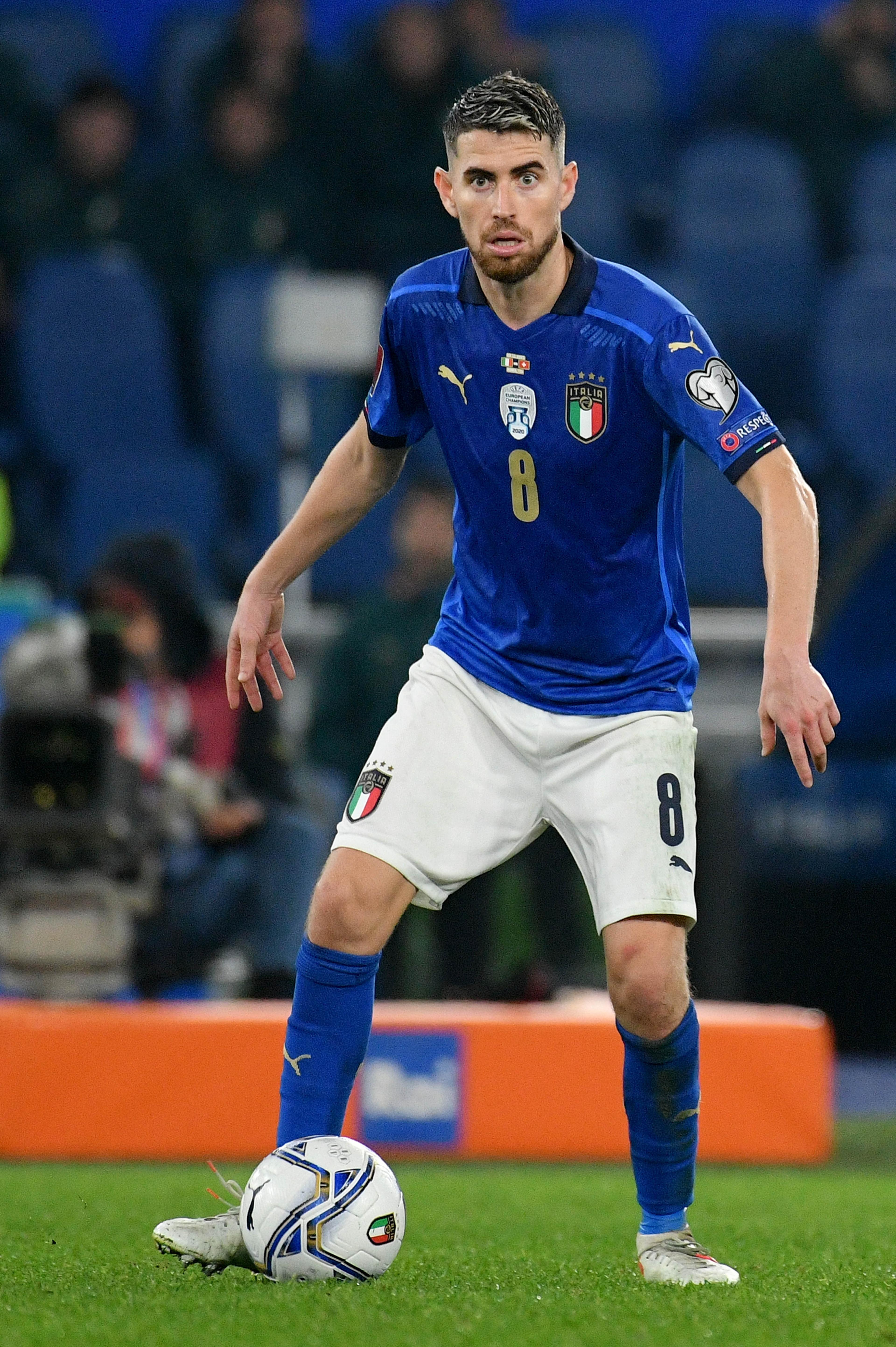 ROME, ITALY - NOVEMBER 12: Jorginho of Italy in action during the 2022 FIFA World Cup Qualifier match between Italy and Switzerland at Stadio Olimpico on November 12, 2021 in Rome, Italy. (Photo by Marco Rosi/Getty Images)