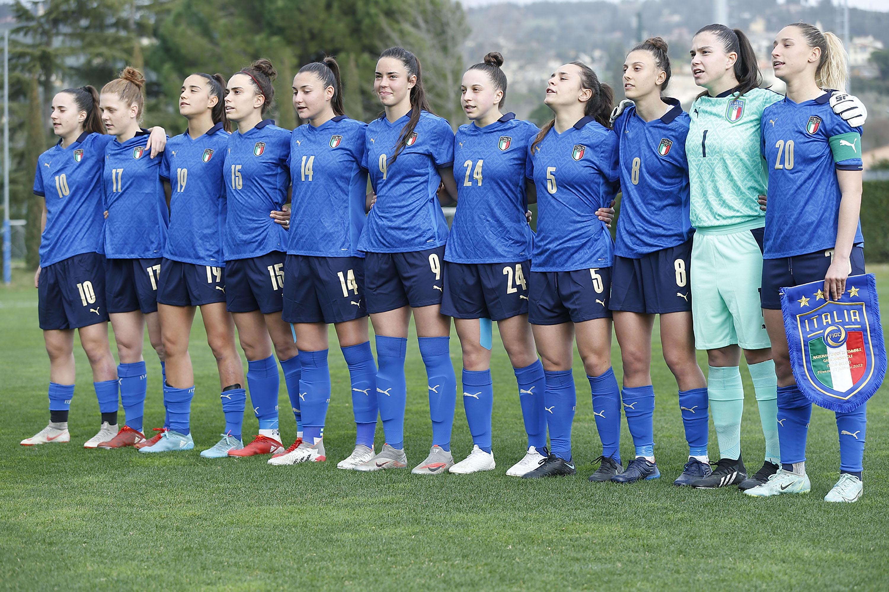 during the International Friendly match bewteen Italy Women U19 and Belgium Women U19 at Centro Tecnico Federale di Coverciano on February 21, 2022 in Florence, Italy.