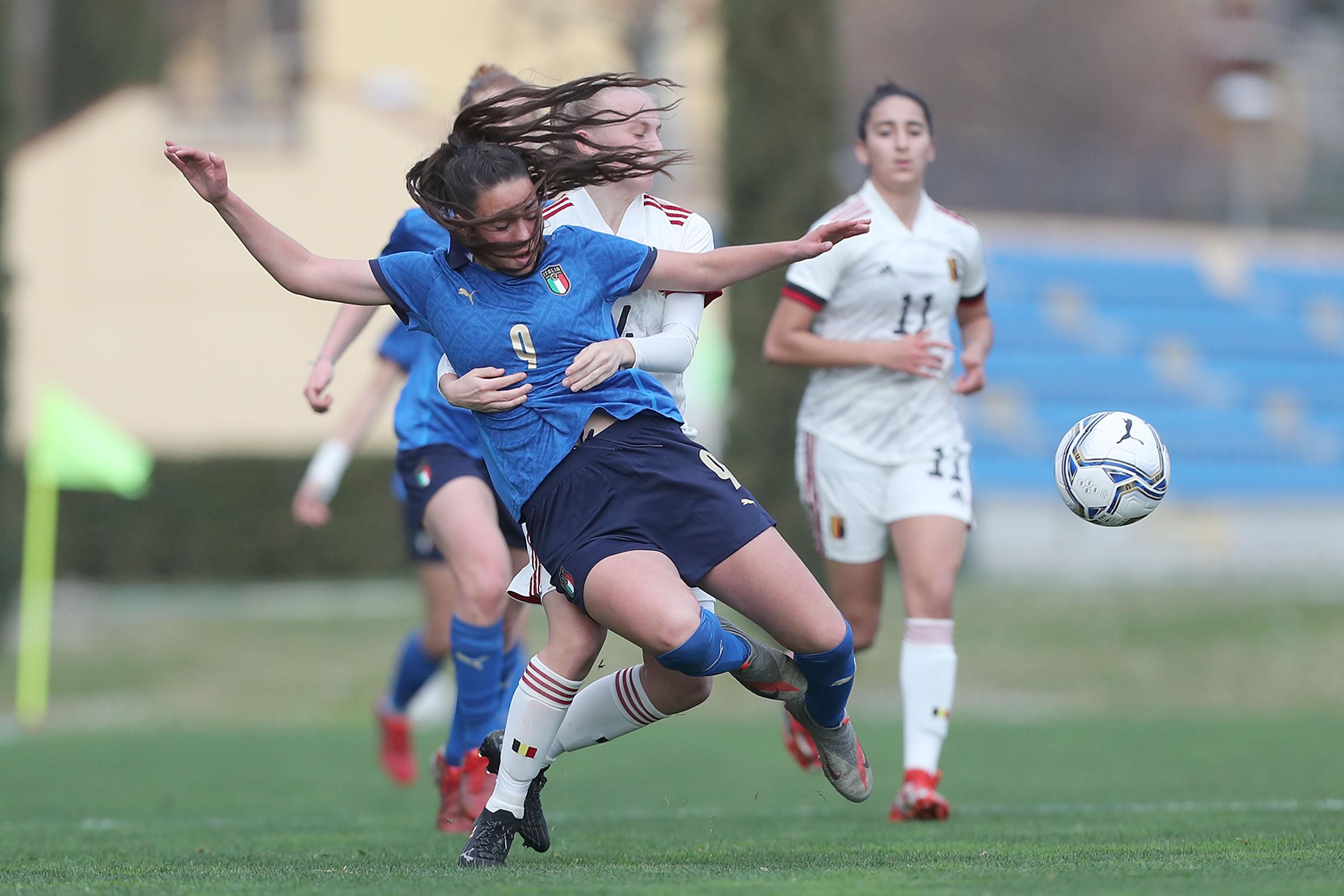 during the International Friendly match bewteen Italy Women U19 and Belgium Women U19 at Centro Tecnico Federale di Coverciano on February 21, 2022 in Florence, Italy.