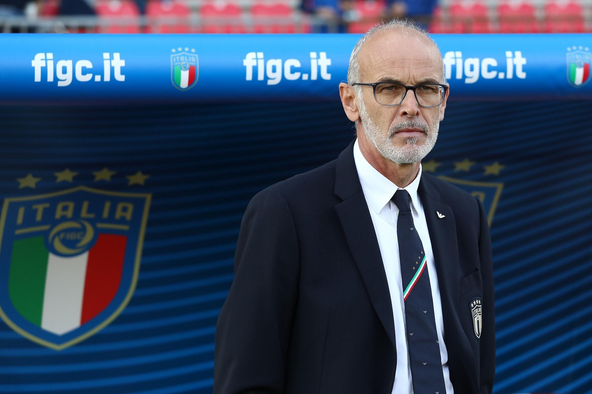 MONZA, ITALY - OCTOBER 12: Italy coach Paolo Nicolato looks on before the 2022 UEFA European Under-21 Championship Qualifier match between Italy and Sweden at Stadio Brianteo on October 12, 2021 in Monza, . (Photo by Marco Luzzani/Getty Images)