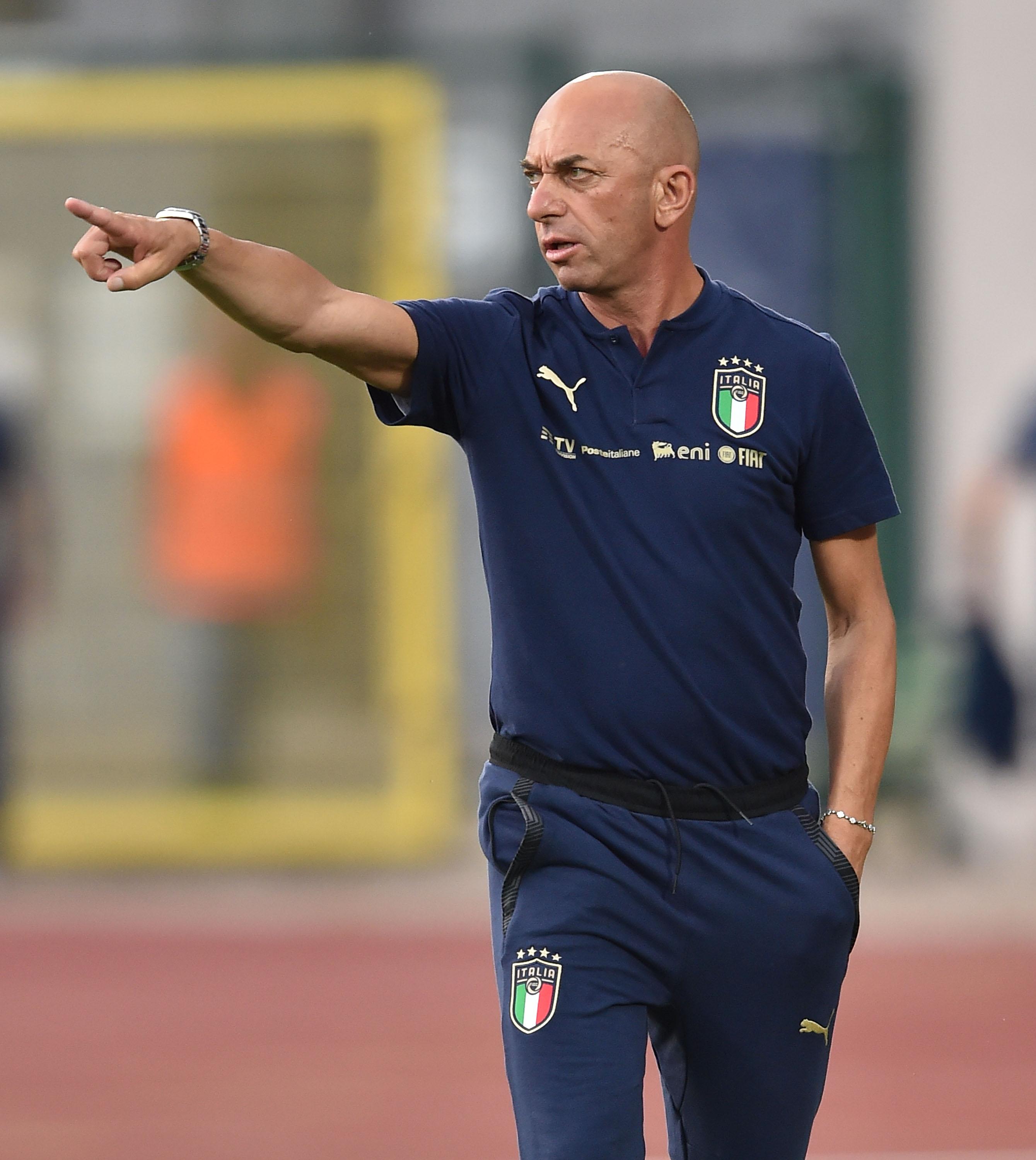 SAN MARINO, ITALY - JUNE 06: Alberto Bollini head coach of Italy U20 gestures during the Friendly Match between San Marino U20 and Italy U20 at San Marino Stadium on June 5, 2021 in San Marino, Italy. (Photo by Giuseppe Bellini/Getty Images) *** Local Caption *** Alberto Bollini