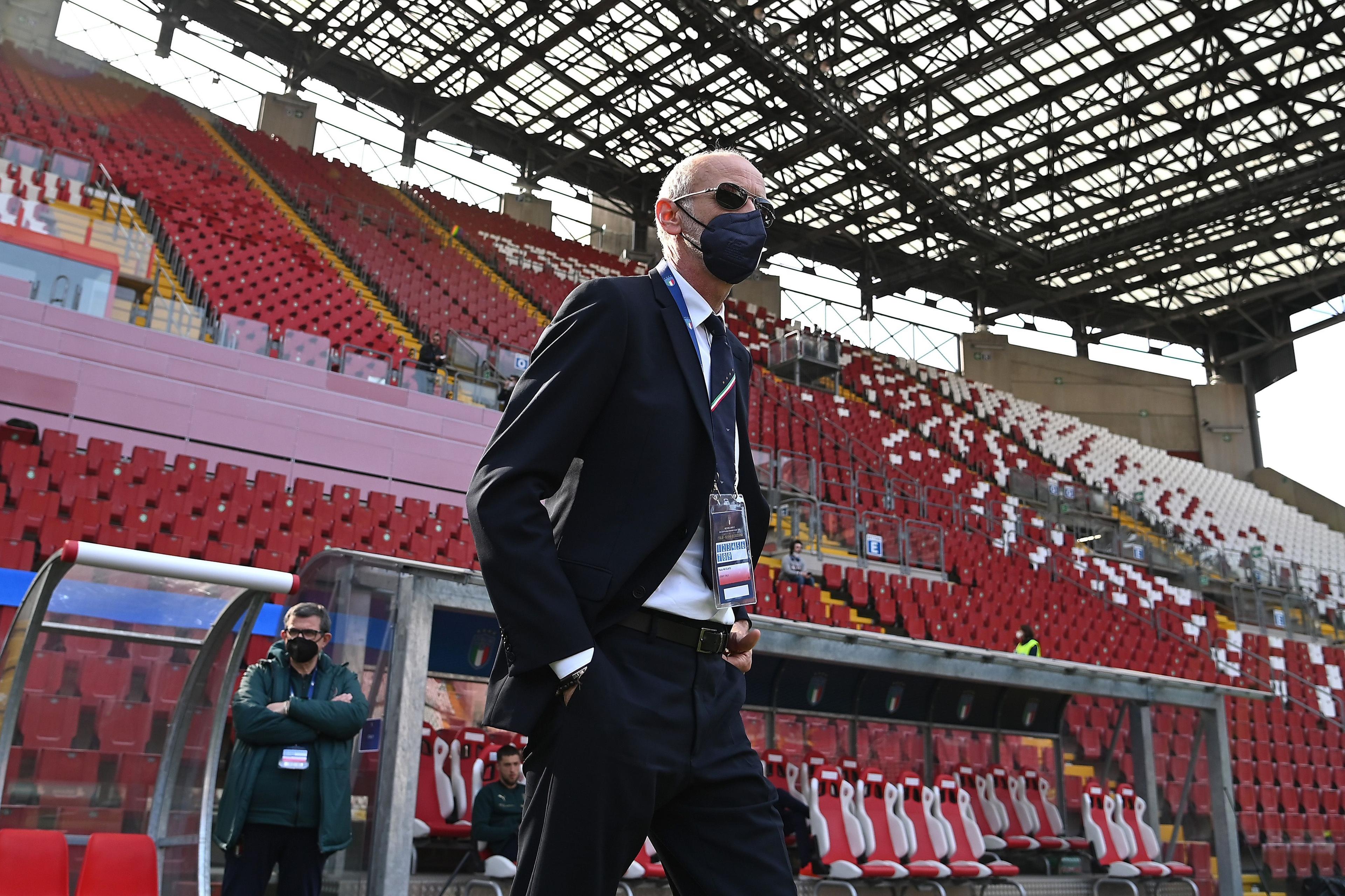 TRIESTE, ITALY - MARCH 29: Paolo Nicolato of Italy U21 looks on during the UEFA European Under-21 Championship Qualifier match between Italy U21 and Bosnia and Herzegovina U21 at Stadio Nereo Rocco on March 29, 2022 in Trieste, Italy. (Photo by Alessandro Sabattini/Getty Images)